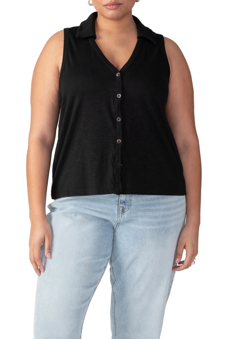Plus Size Master Plan Button Up Tank Top