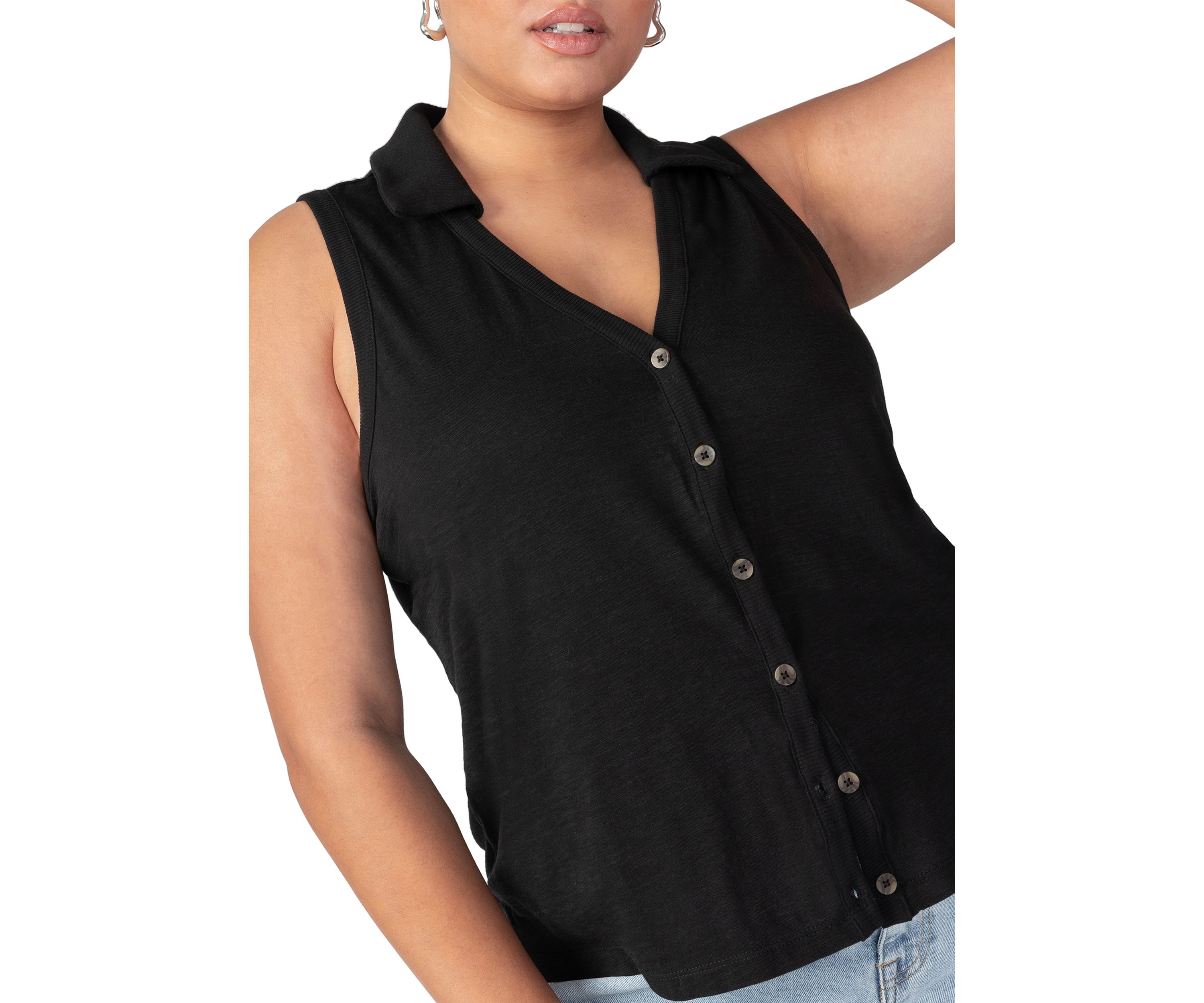 Plus Size Master Plan Button Up Tank Top