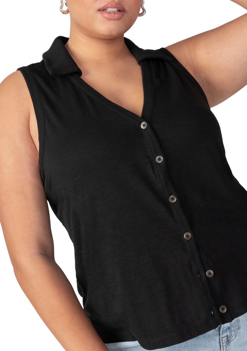 Plus Size Master Plan Button Up Tank Top