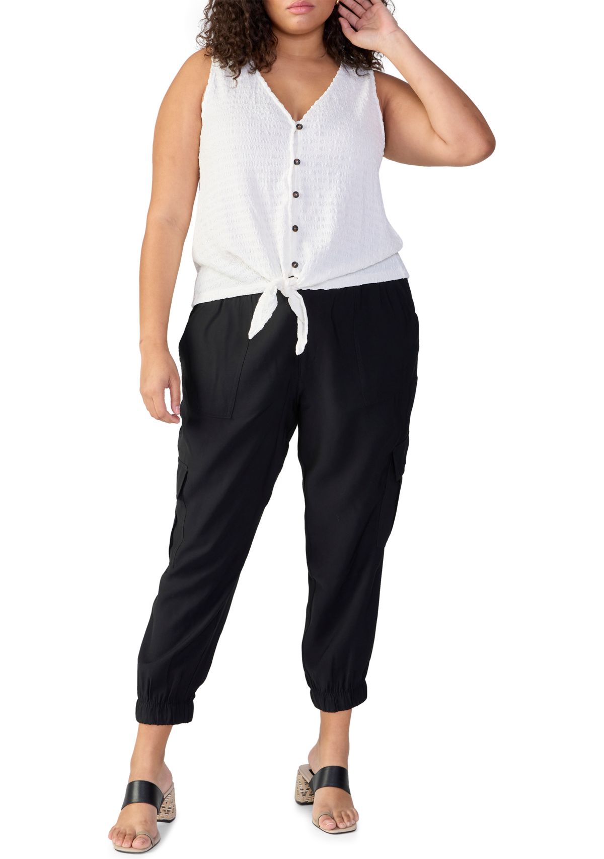 Plus Size Link Up Tie T-Shirt