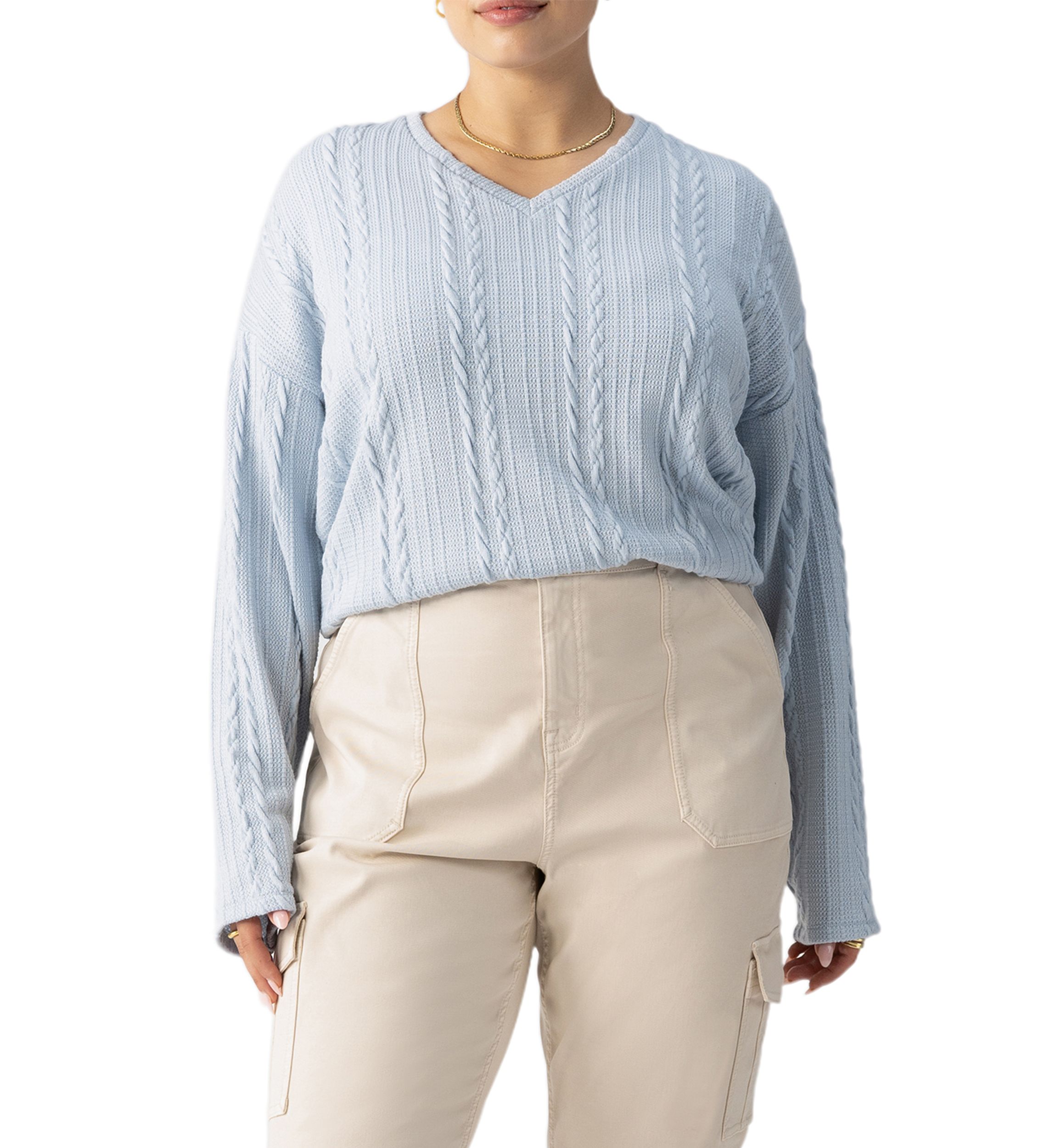 Plus Size Keep it Cable Popover Sweater