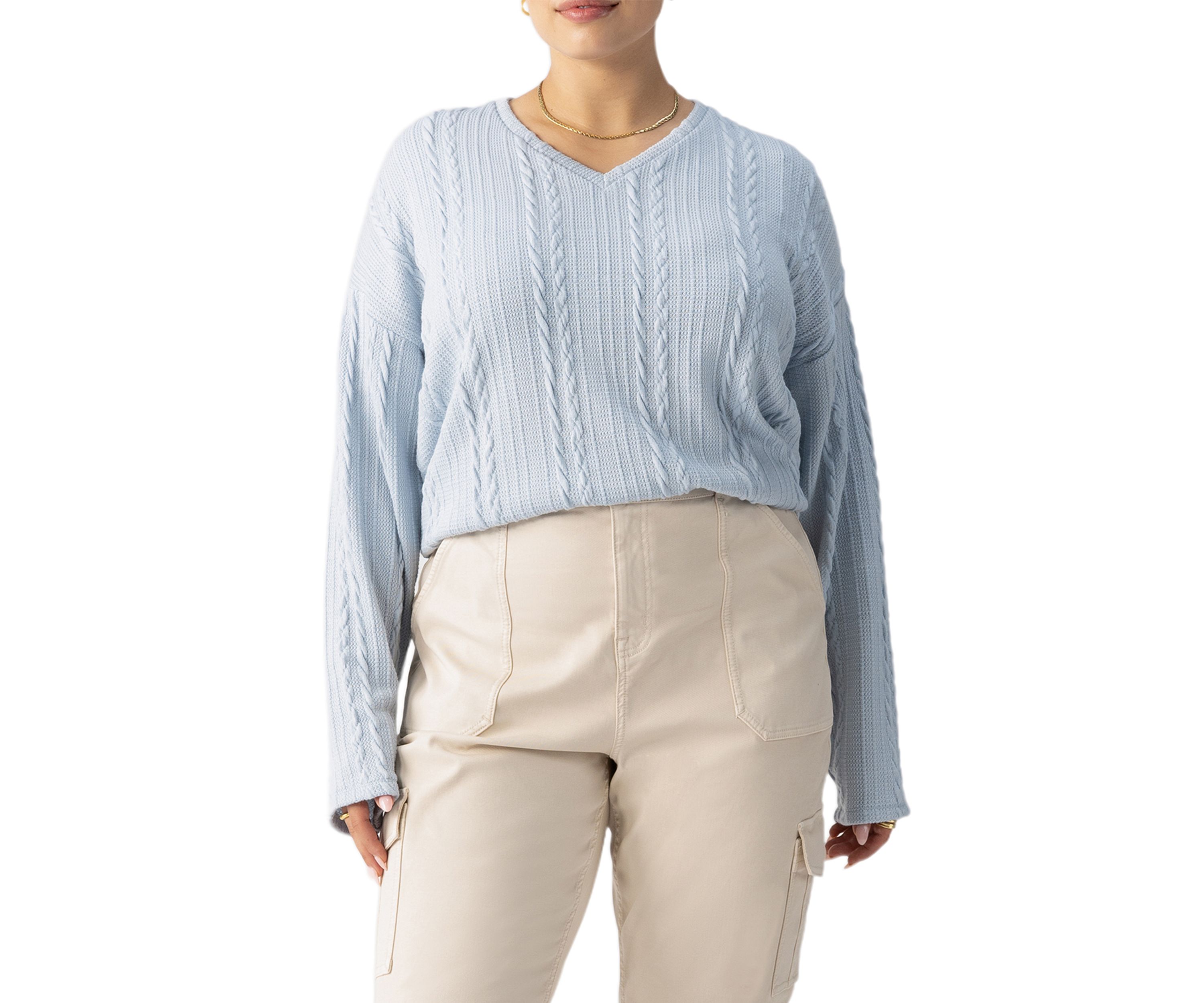 Plus Size Keep it Cable Popover Sweater