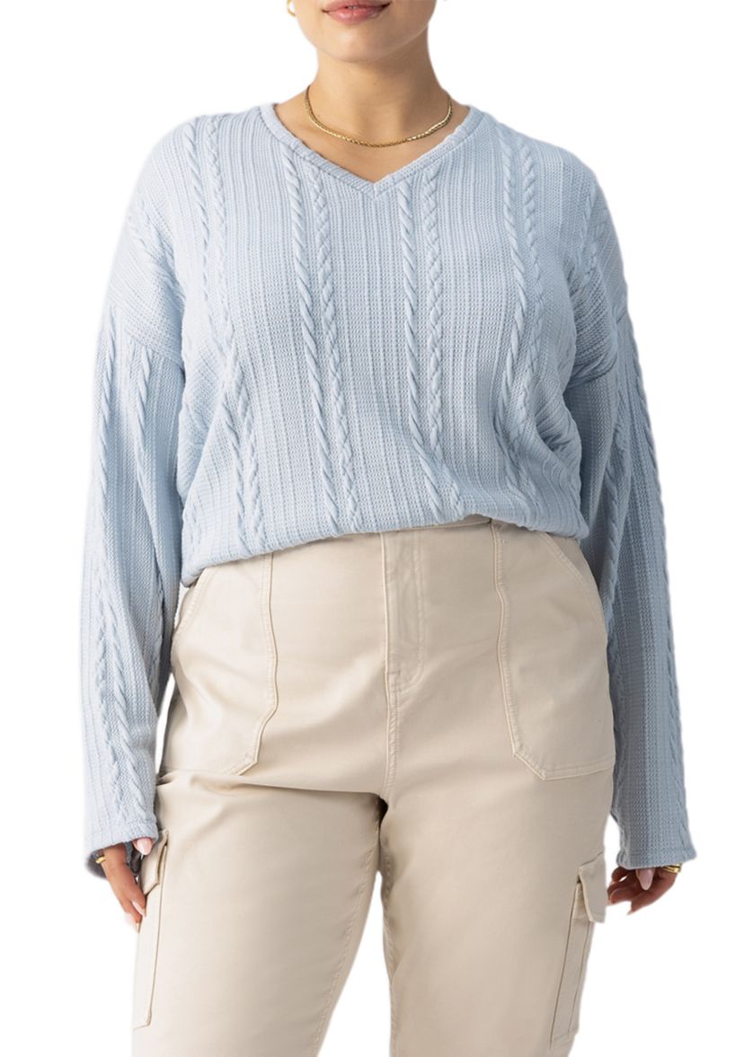 Plus Size Keep it Cable Popover Sweater