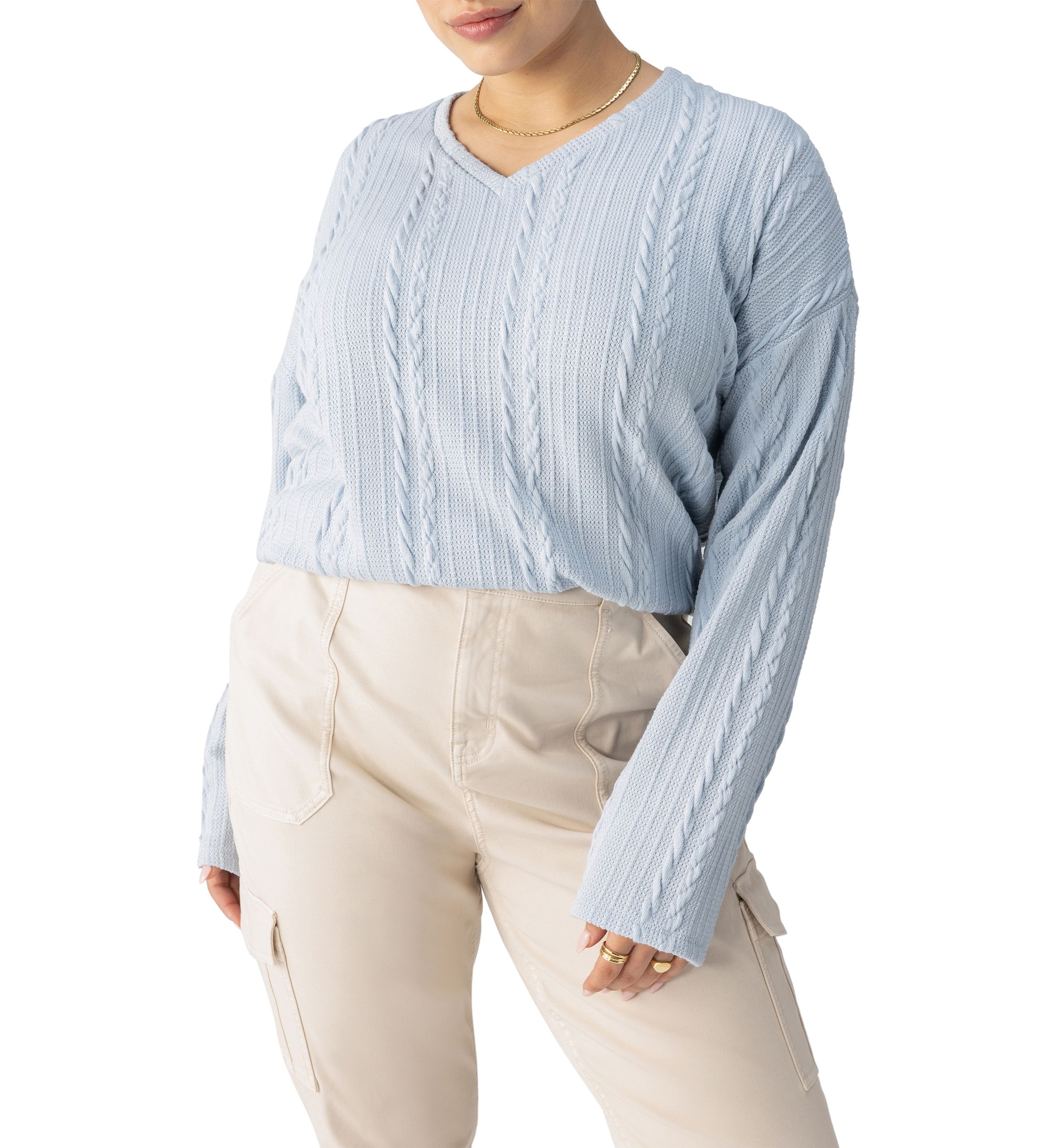 Plus Size Keep it Cable Popover Sweater