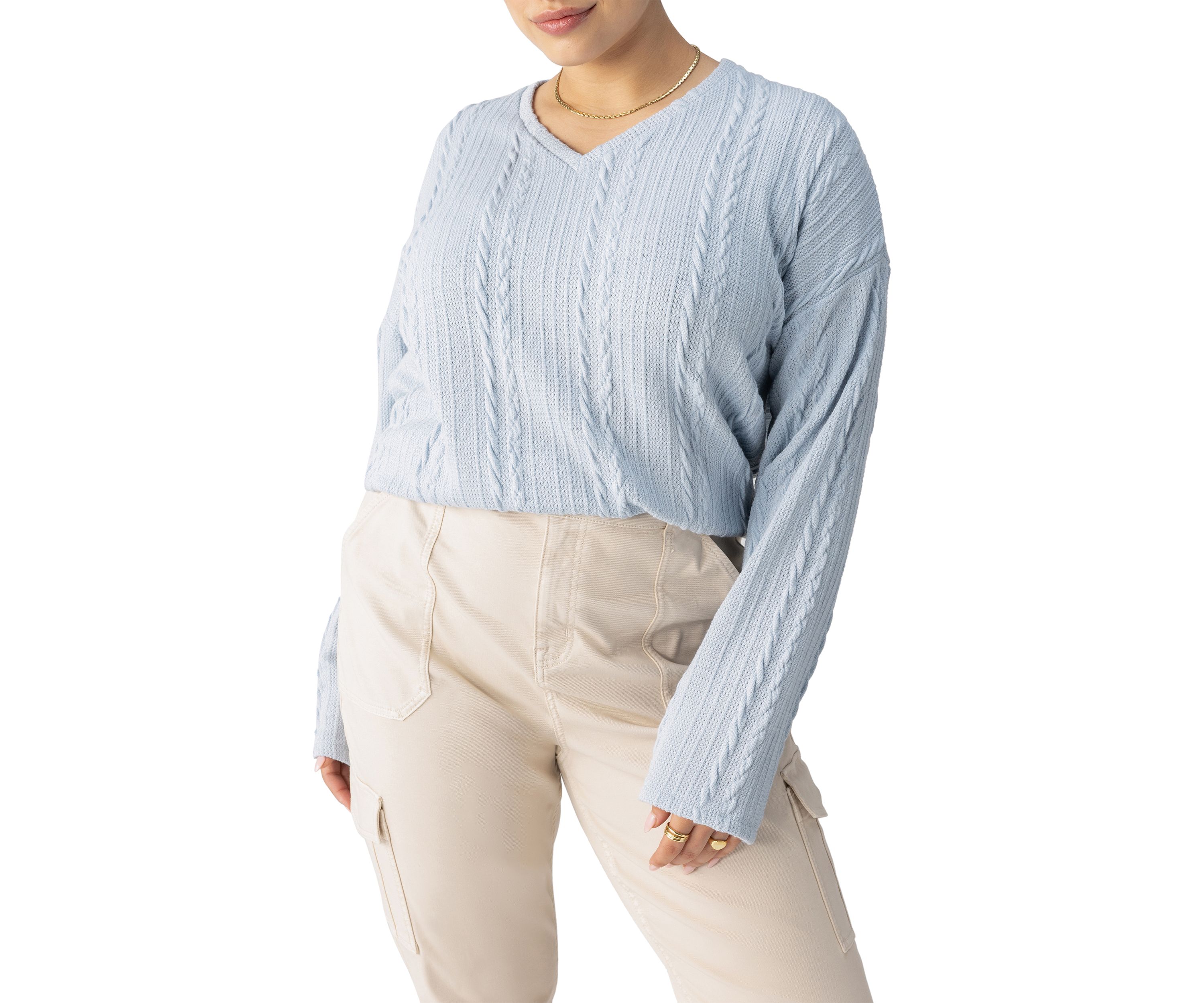 Plus Size Keep it Cable Popover Sweater