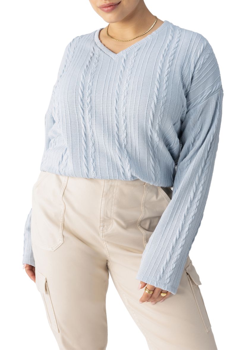 Plus Size Keep it Cable Popover Sweater