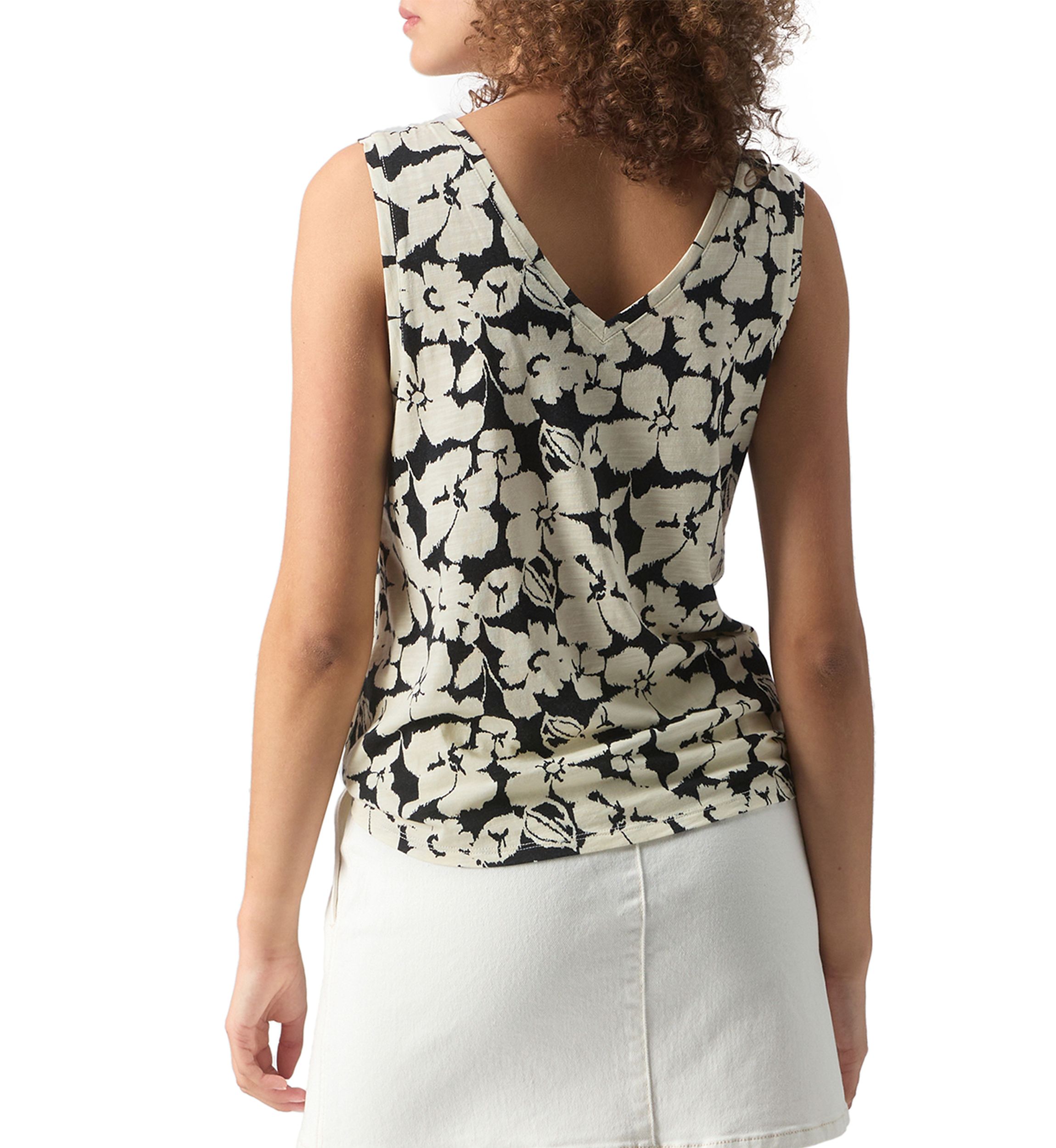 Womens Printed V-Neck Tie Front Top