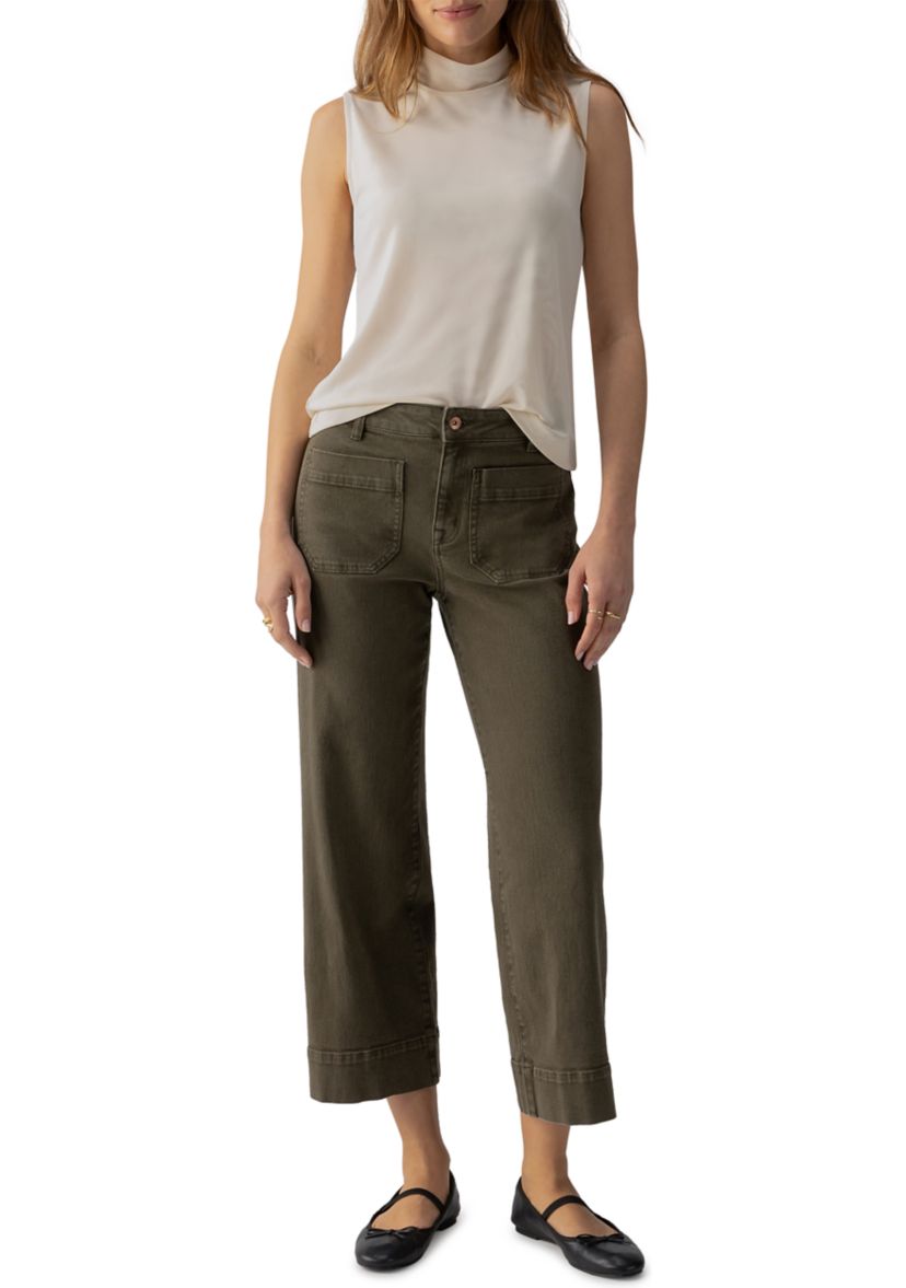 Womens Shirred Mock Neck Mesh Tank Top