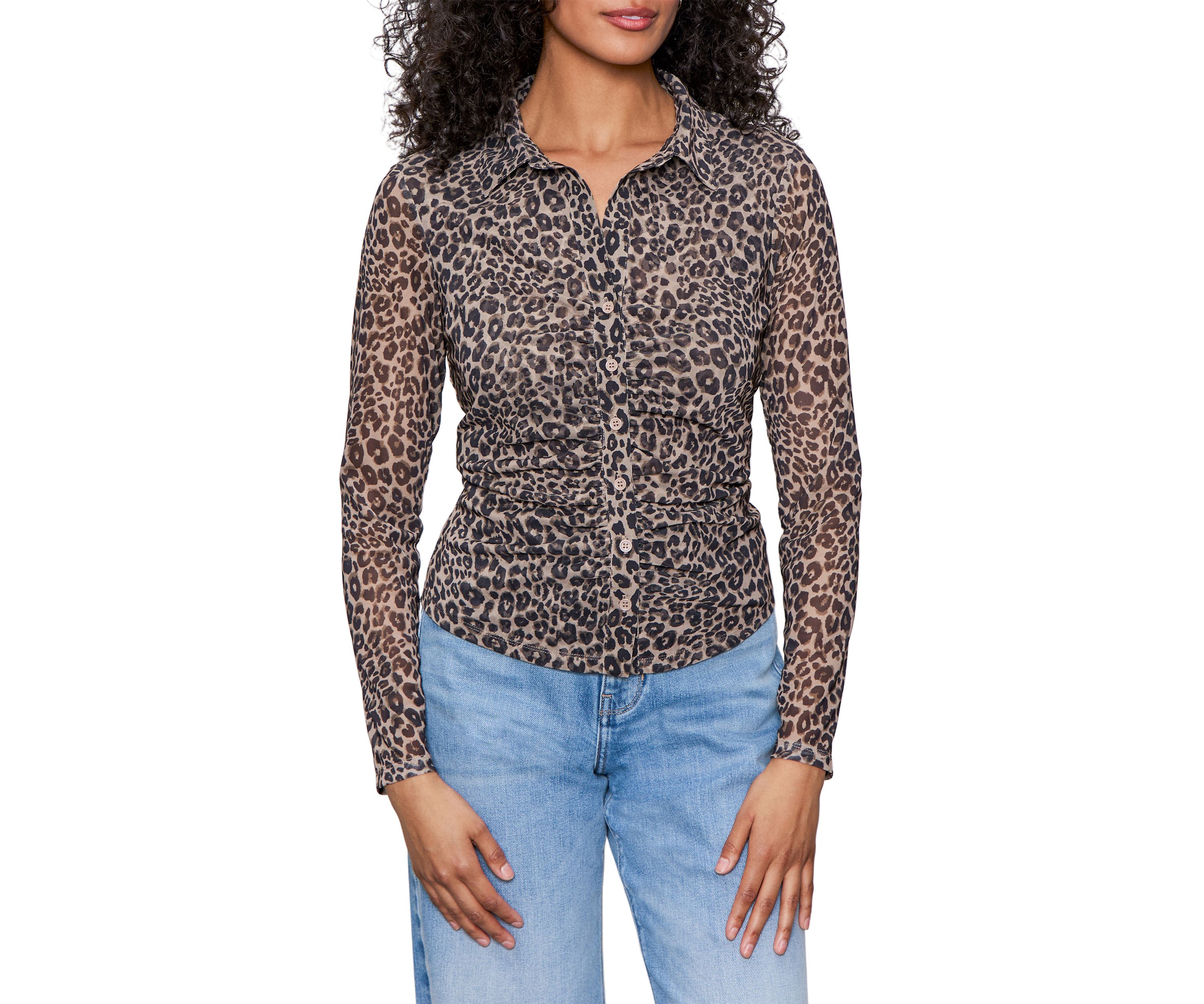 Womens Dreamgirl Mesh Button Up Shirt