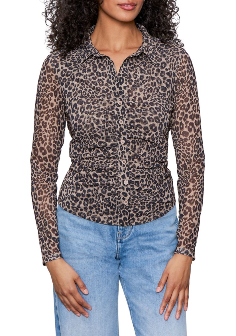 Womens Dreamgirl Mesh Button Up Shirt