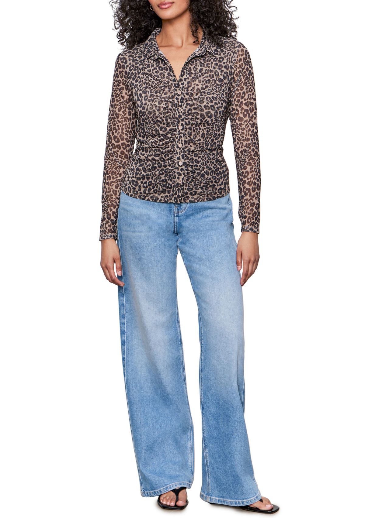 Womens Dreamgirl Mesh Button Up Shirt