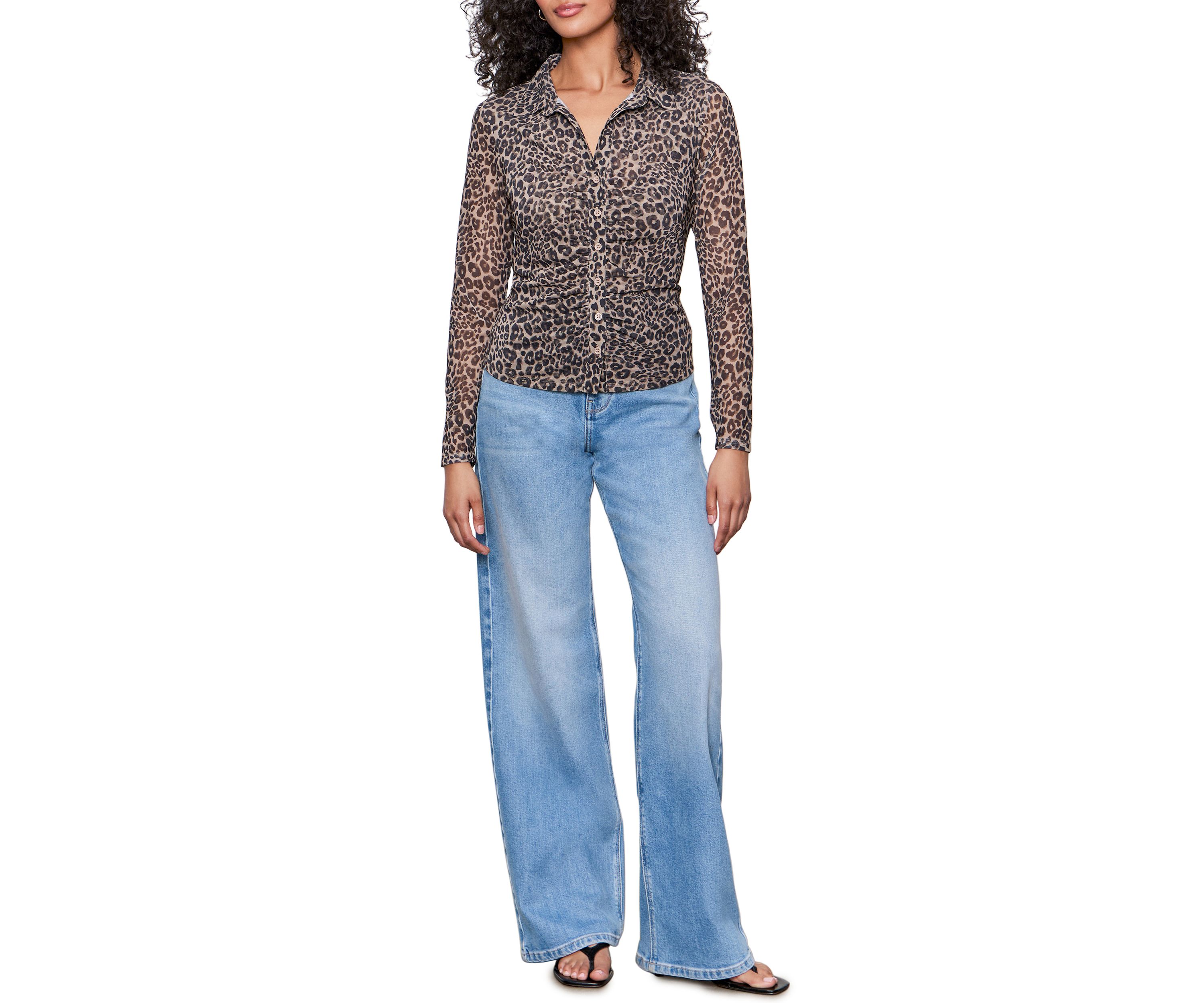 Womens Dreamgirl Mesh Button Up Shirt