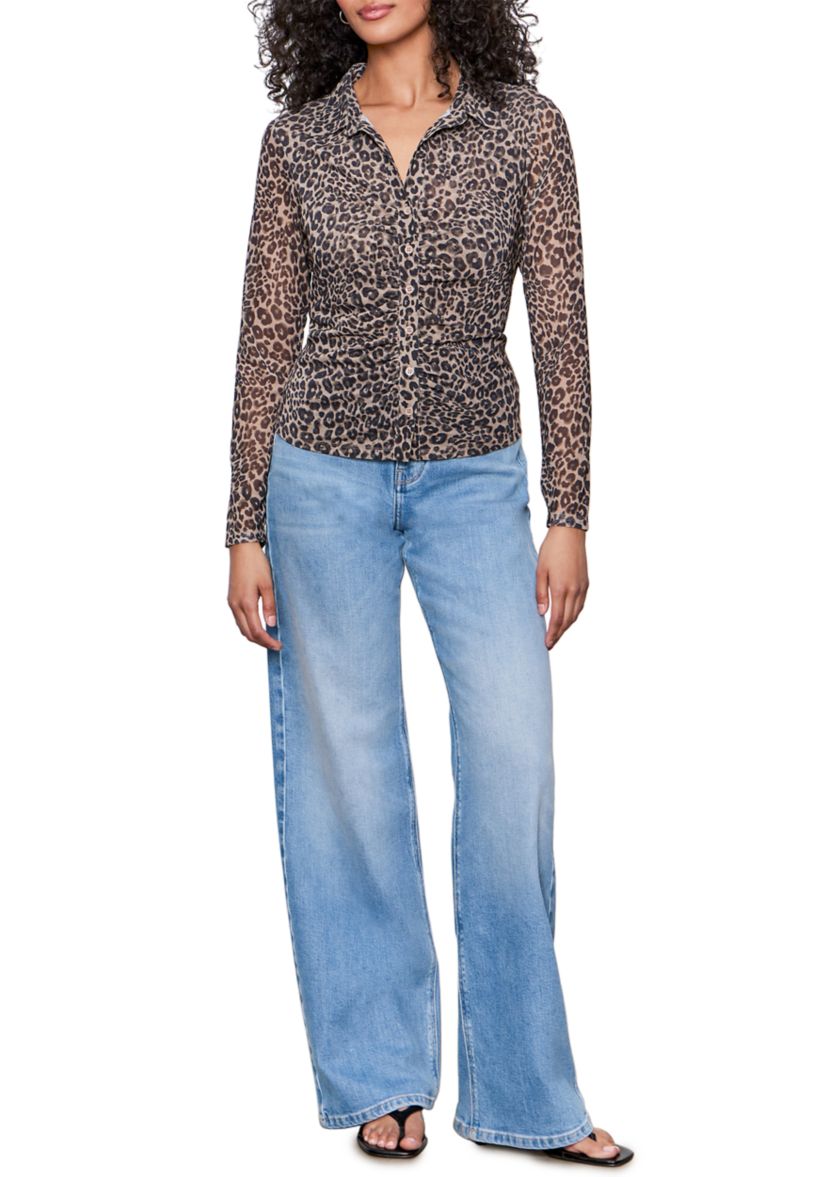 Womens Dreamgirl Mesh Button Up Shirt