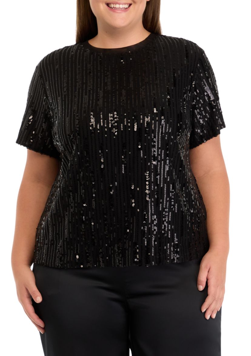 Plus Size Sequin Top