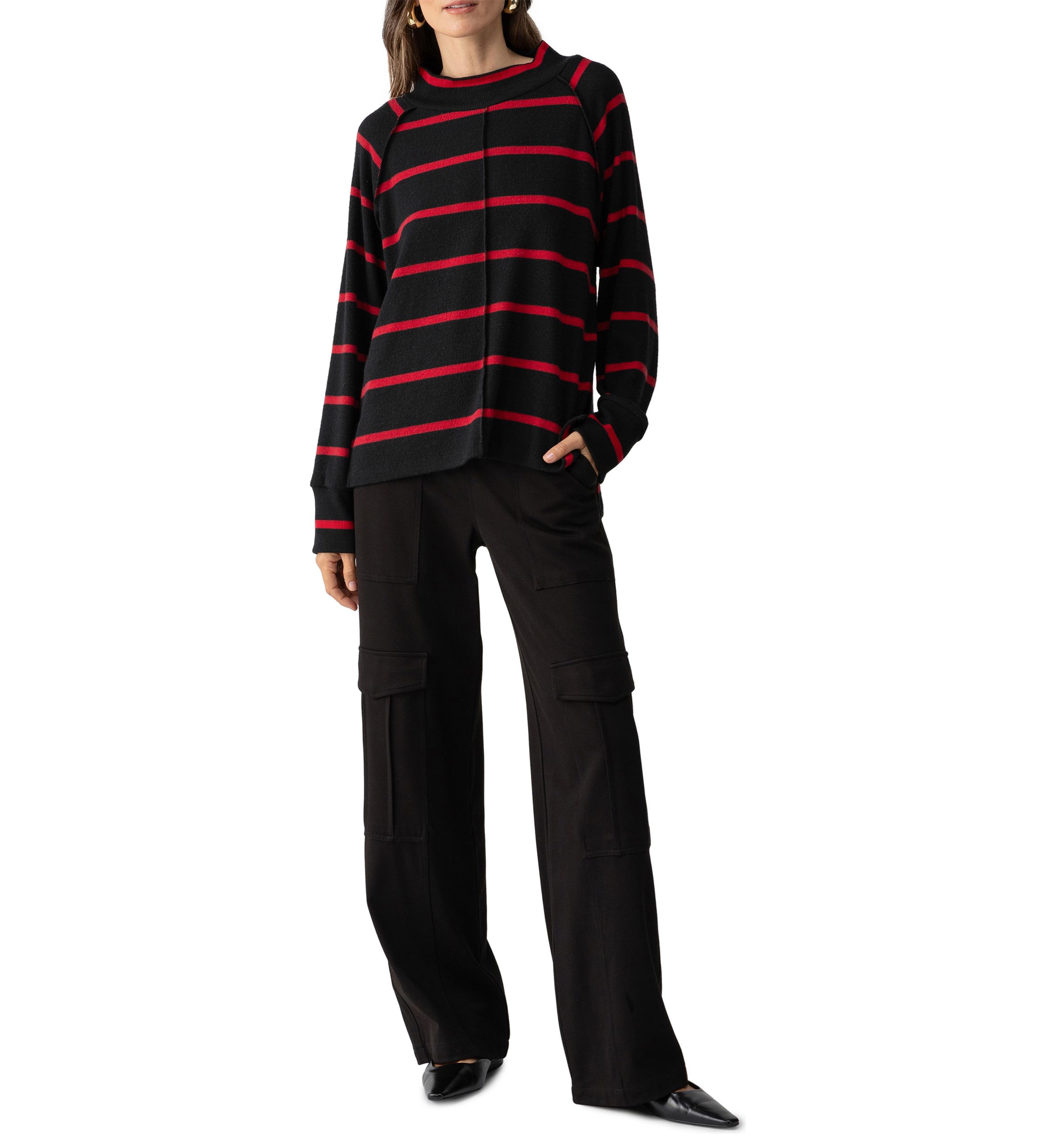 Womens Fireside Tunic Sweater with Ribbed Cuff and Front Seam Detailing