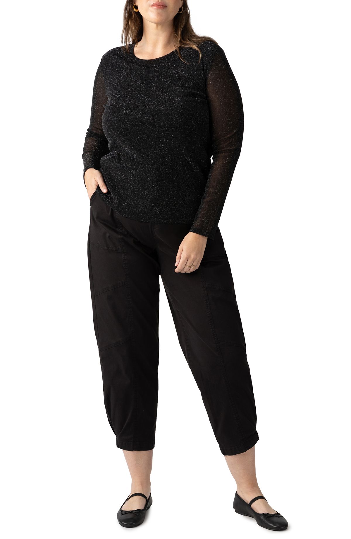 Womens Sparkle Mesh Perfect T-Shirt