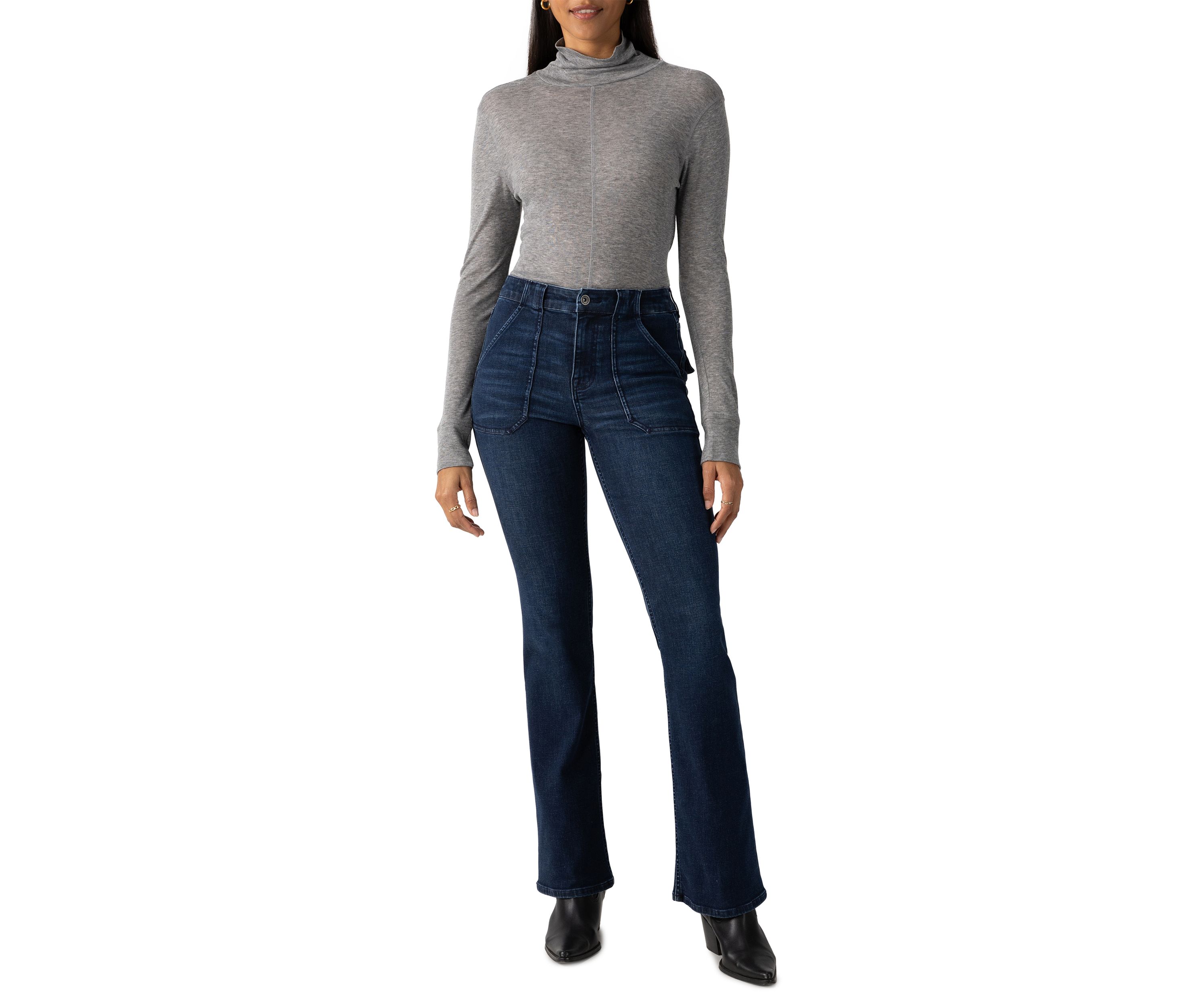 Womens Exposed Seams Mock Neck Top