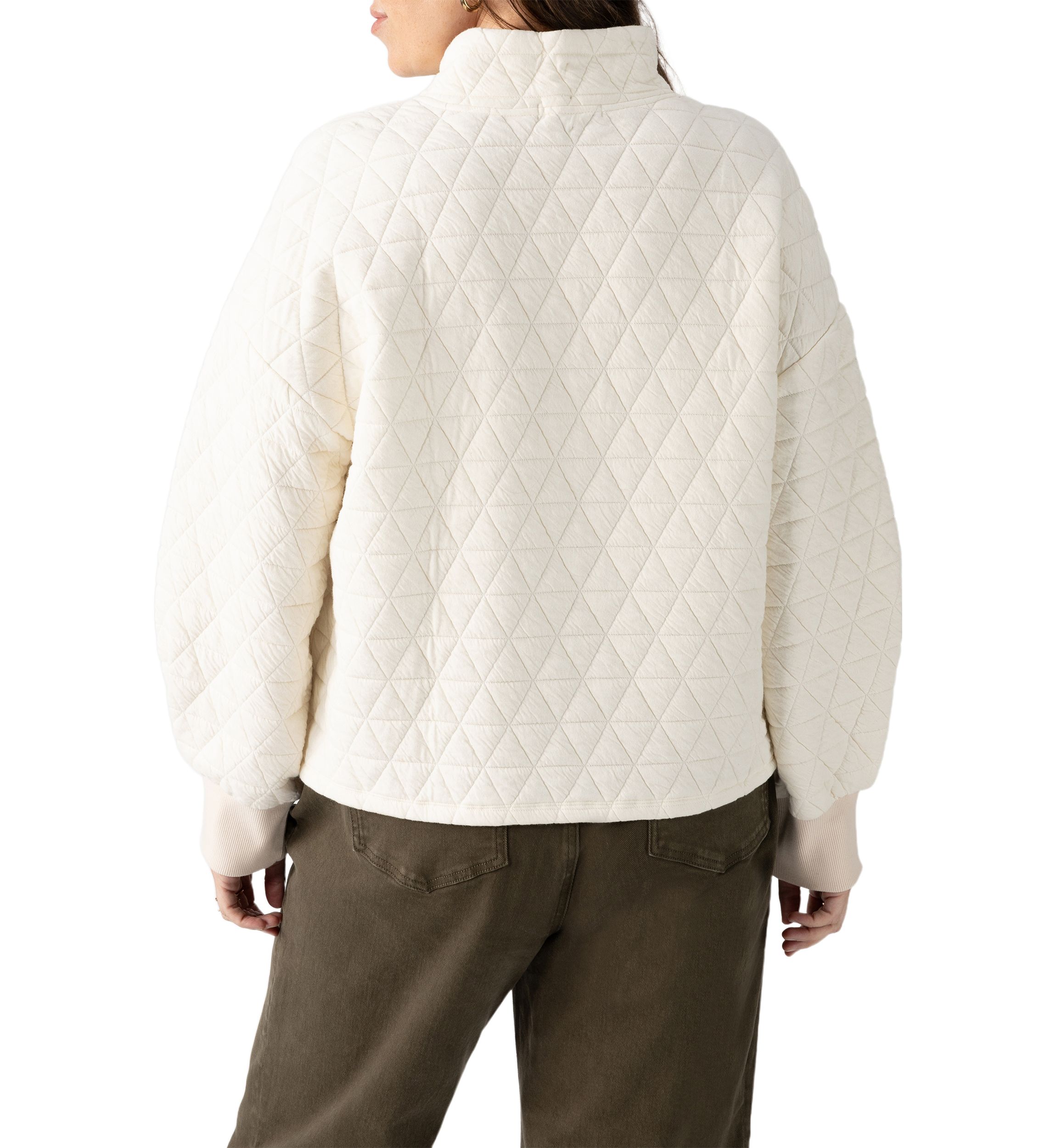 Plus Size Quilted Button Up Popover Sweatshirt
