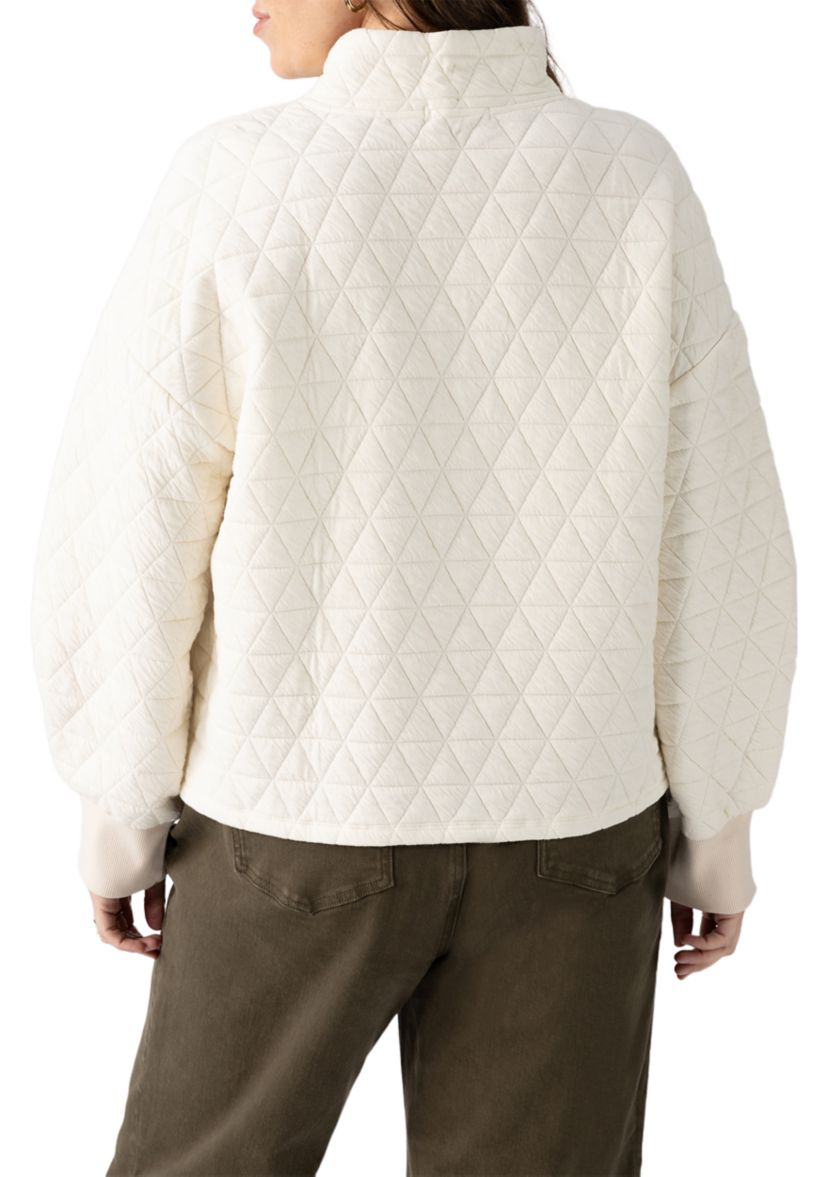 Plus Size Quilted Button Up Popover Sweatshirt