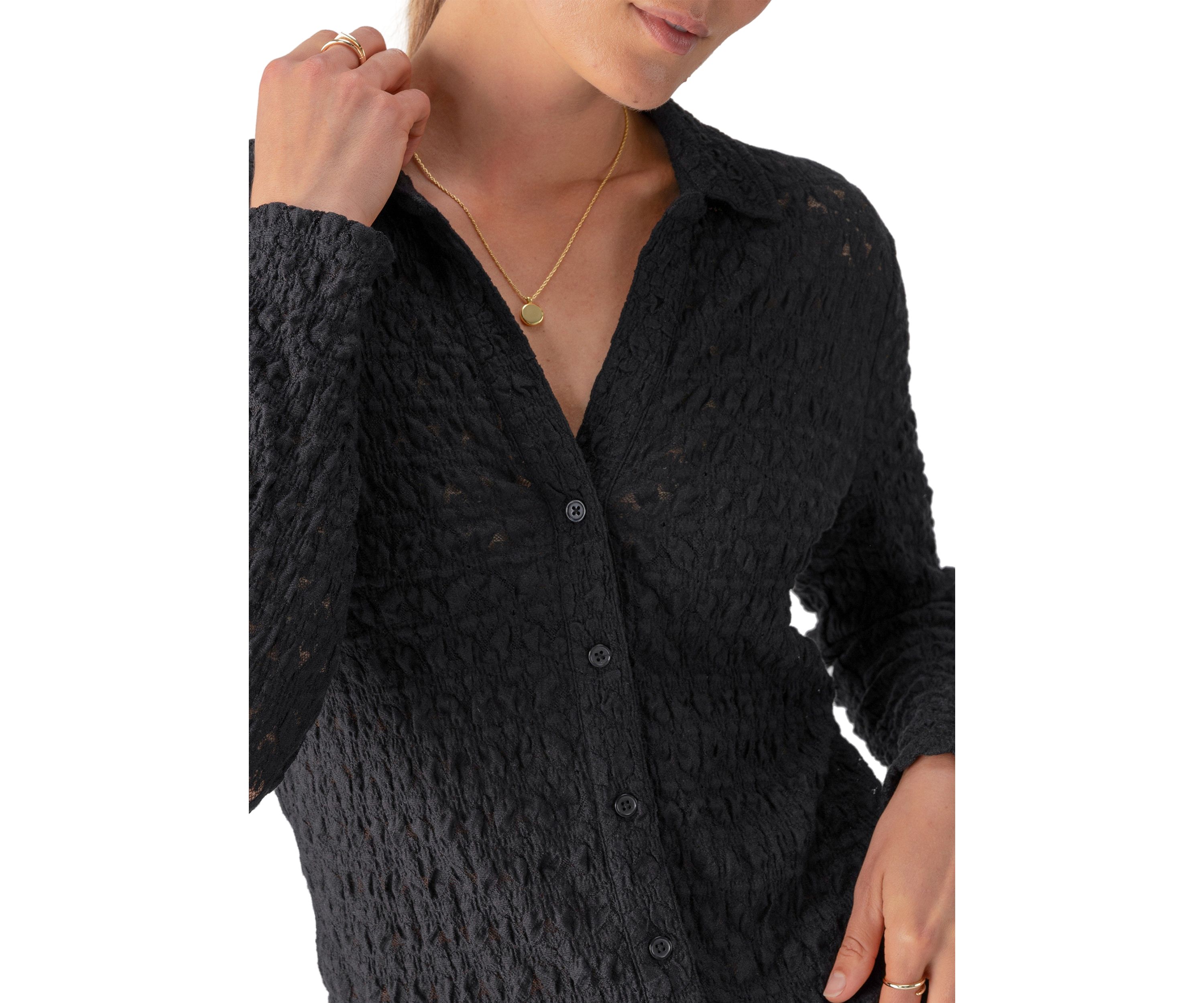 Womens Dreamgirl Lace Button Up Shirt