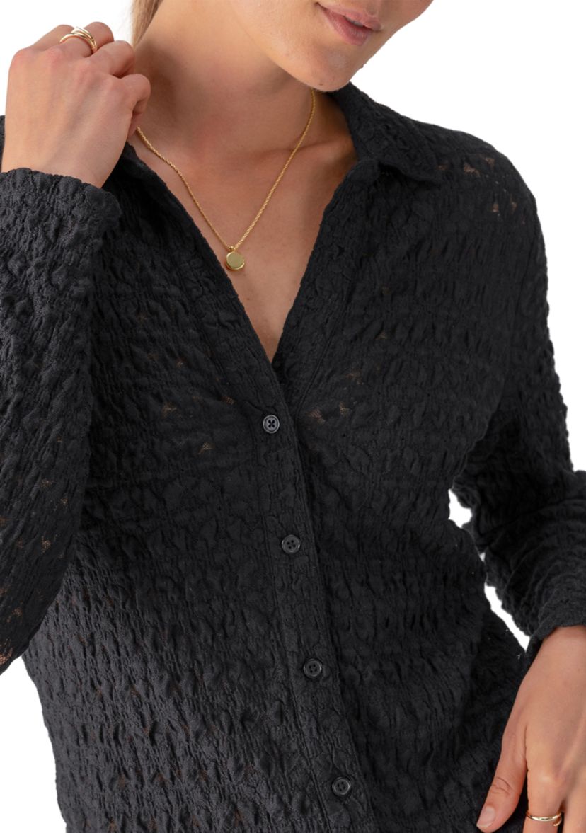 Womens Dreamgirl Lace Button Up Shirt