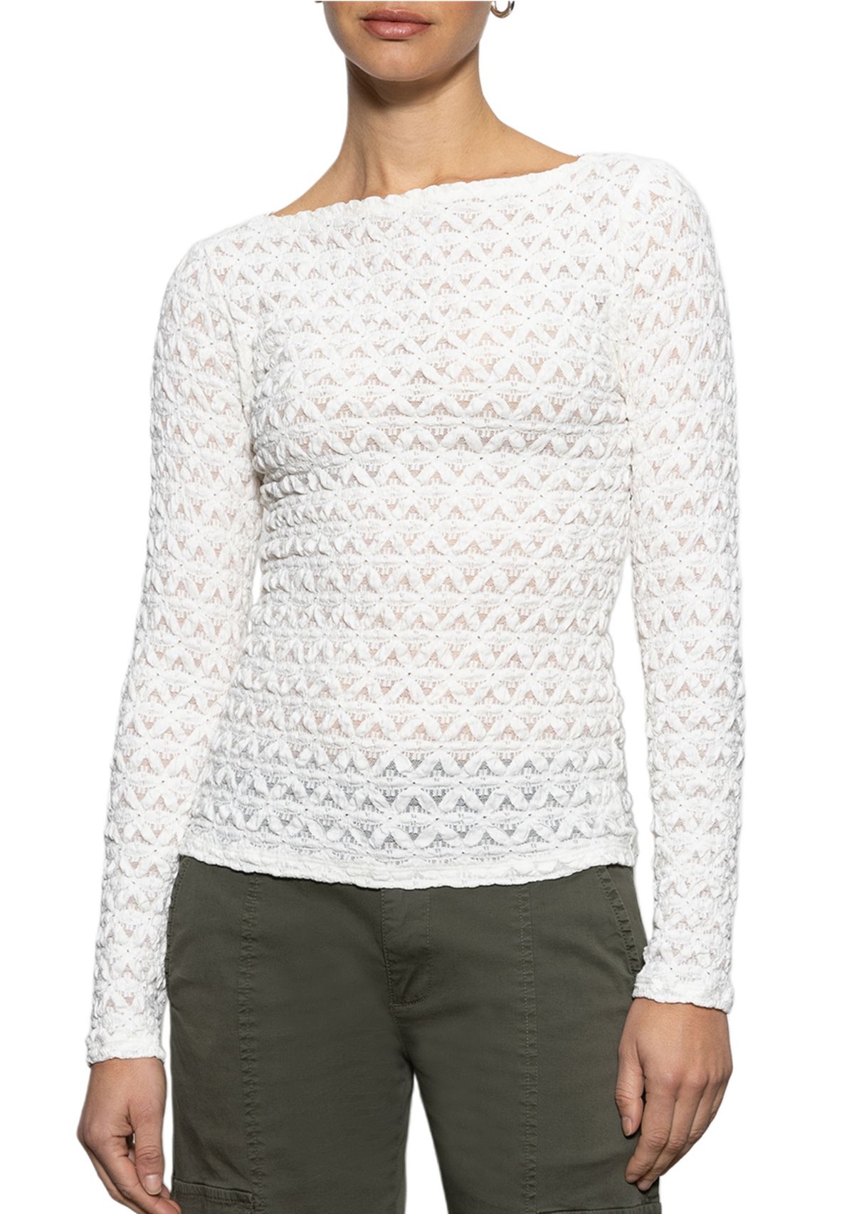 Womens Long Sleeve Boat Neck T-Shirt