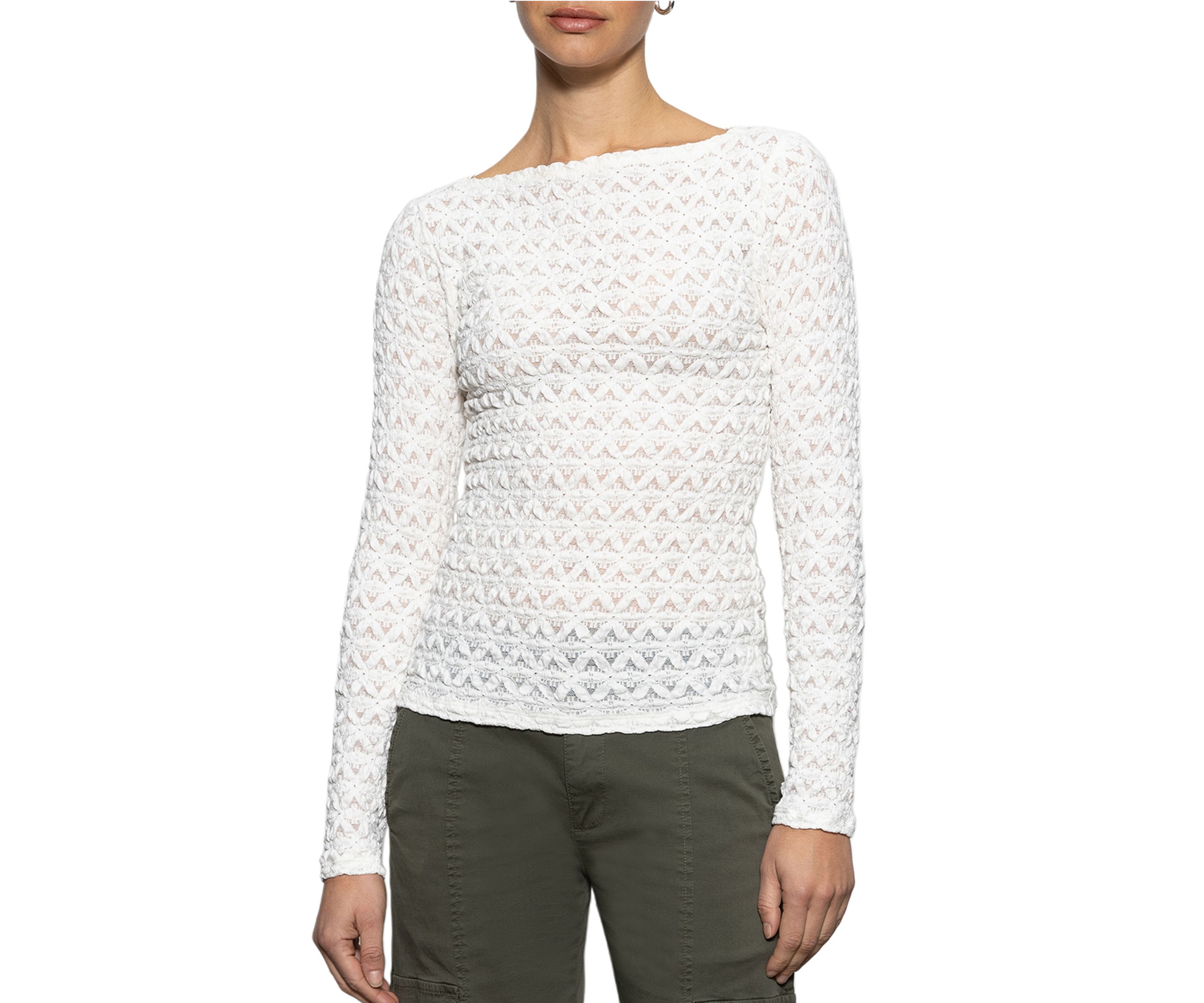 Womens Long Sleeve Boat Neck T-Shirt