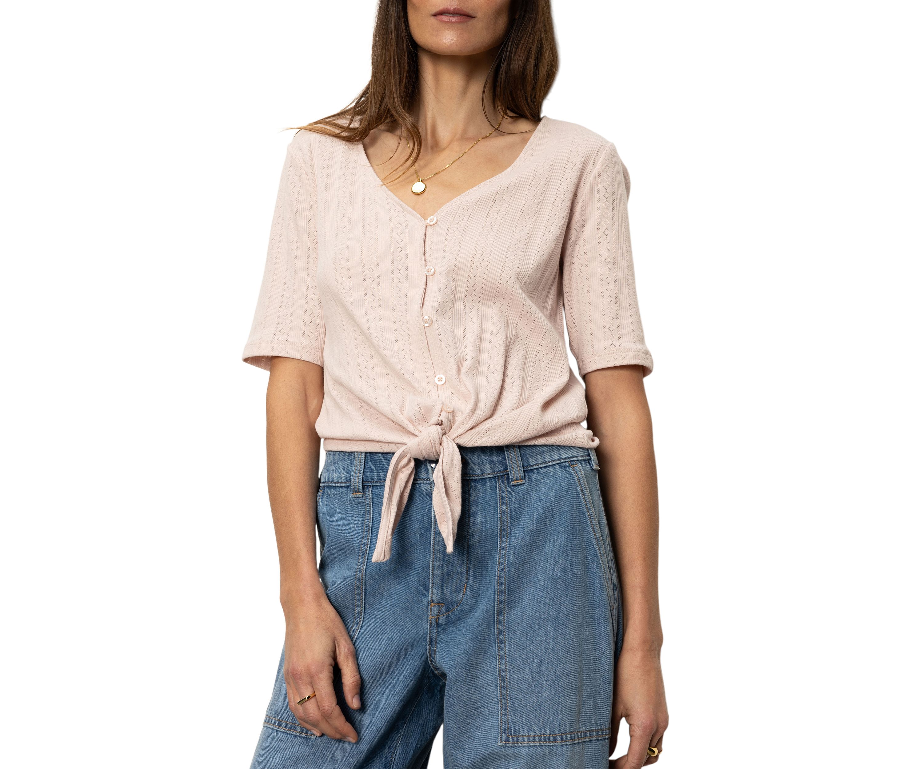 Womens Pointelle Tie T-Shirt