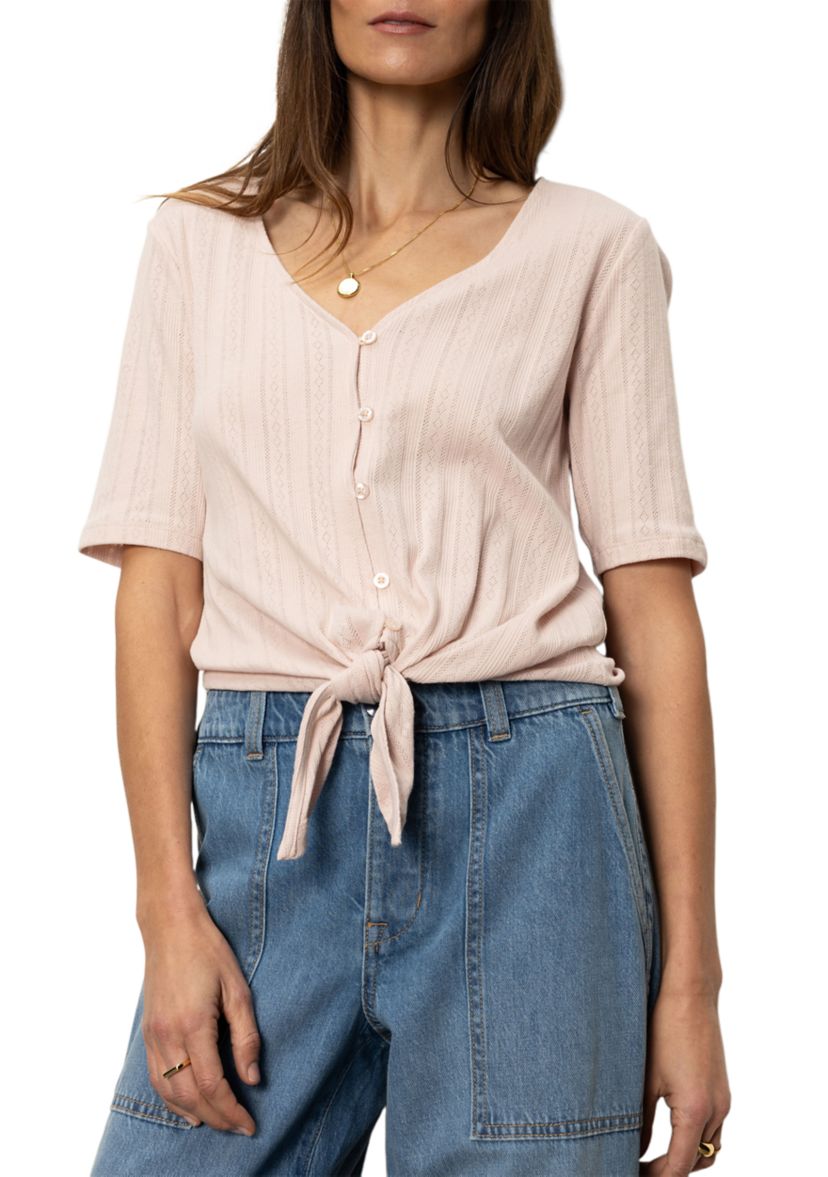 Womens Pointelle Tie T-Shirt