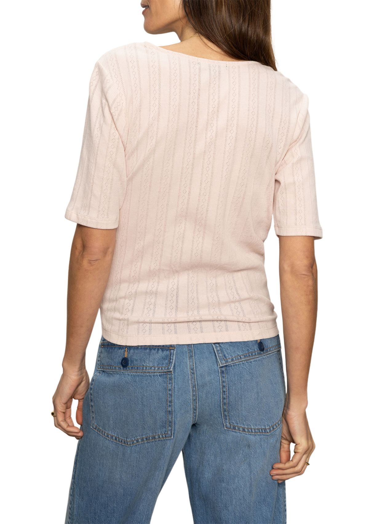 Womens Pointelle Tie T-Shirt