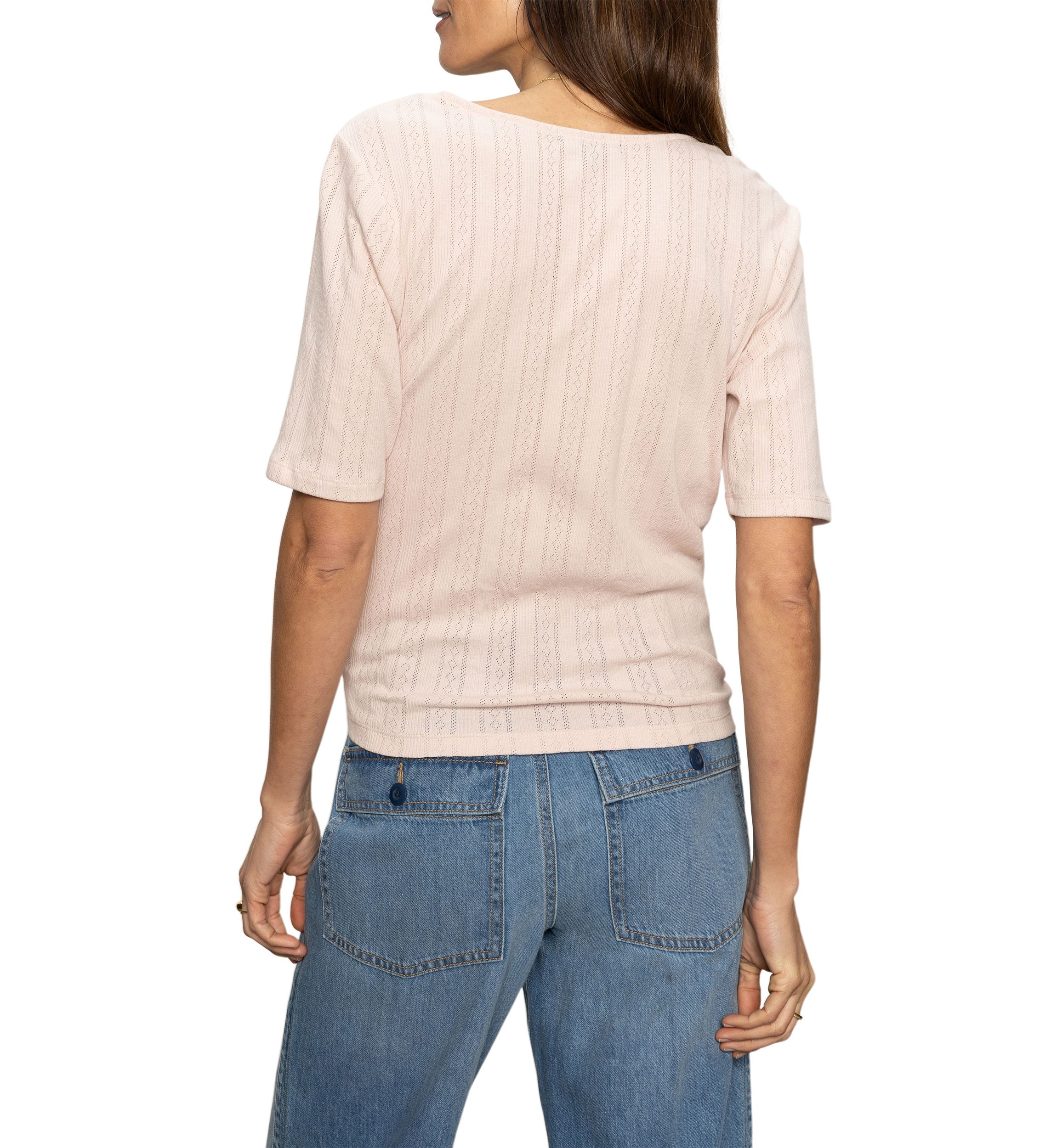 Womens Pointelle Tie T-Shirt