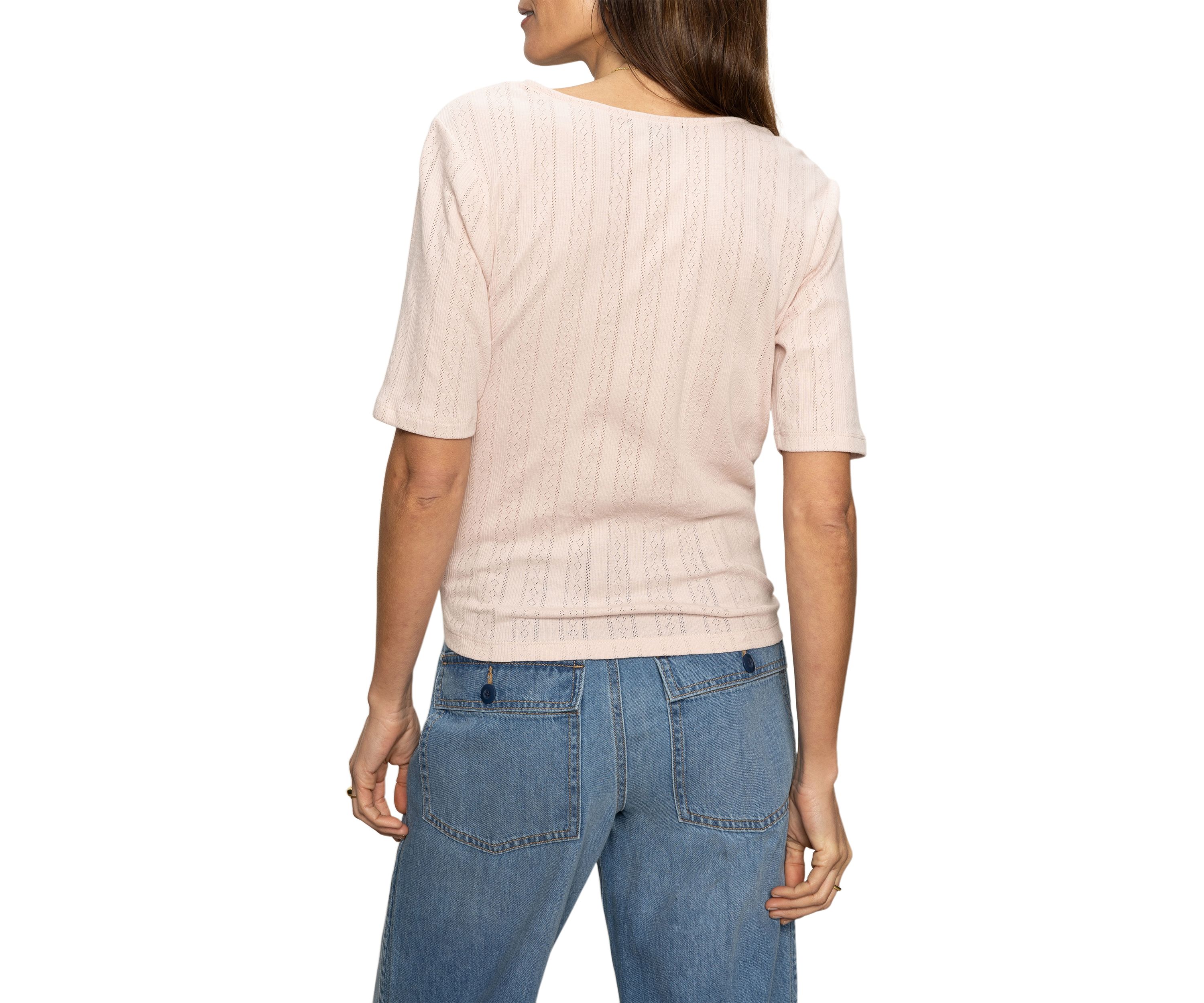 Womens Pointelle Tie T-Shirt