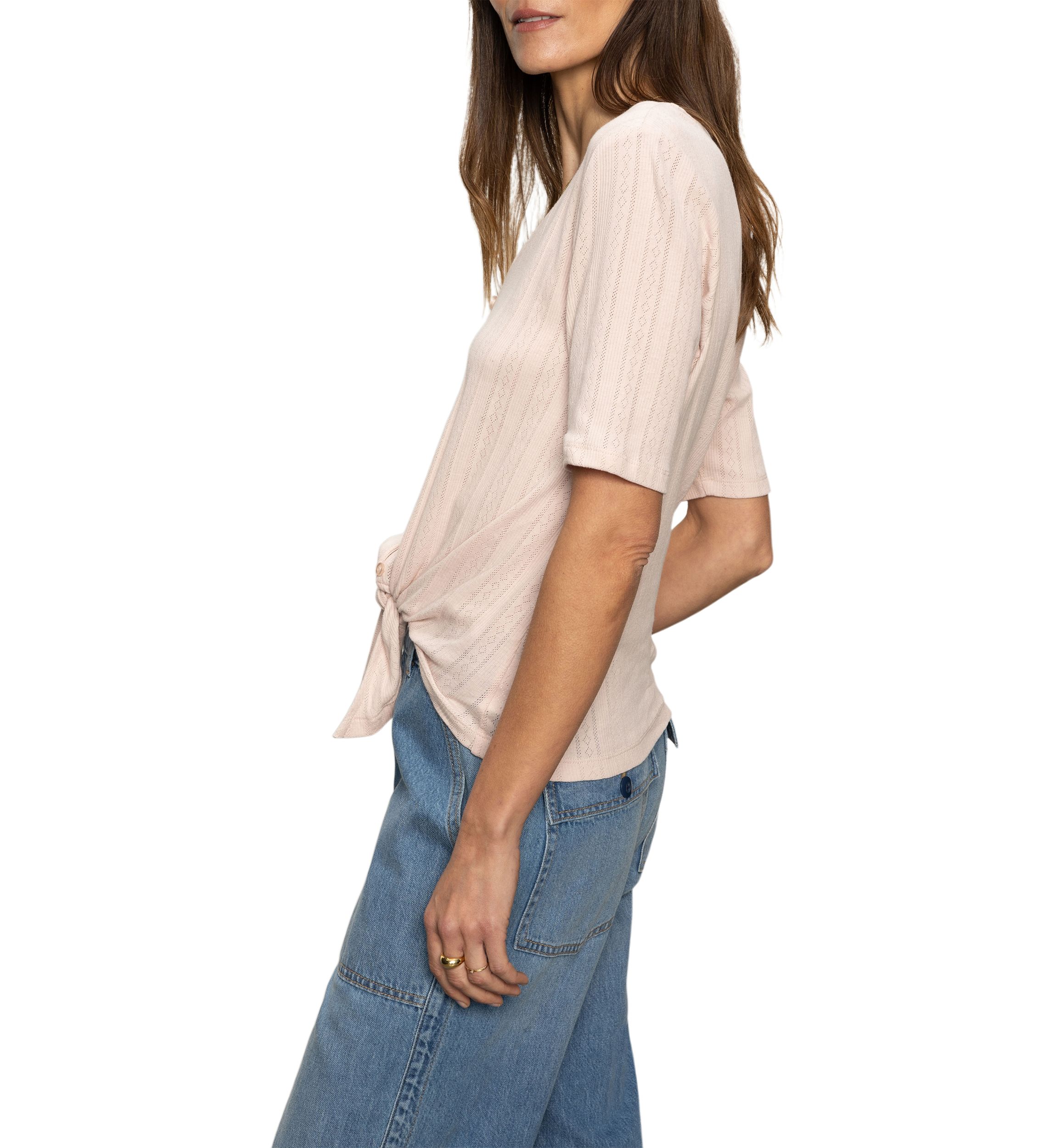 Womens Pointelle Tie T-Shirt