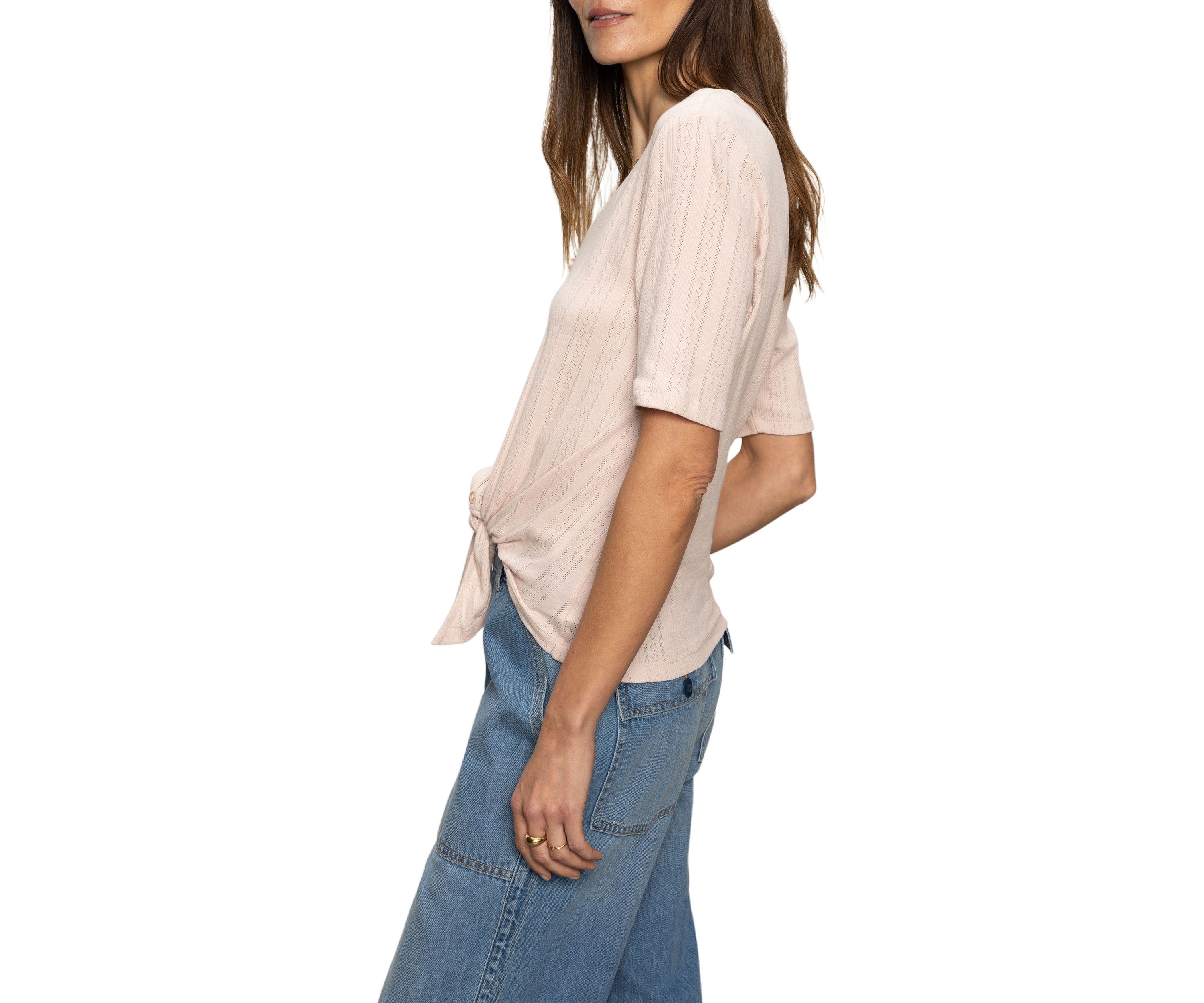 Womens Pointelle Tie T-Shirt