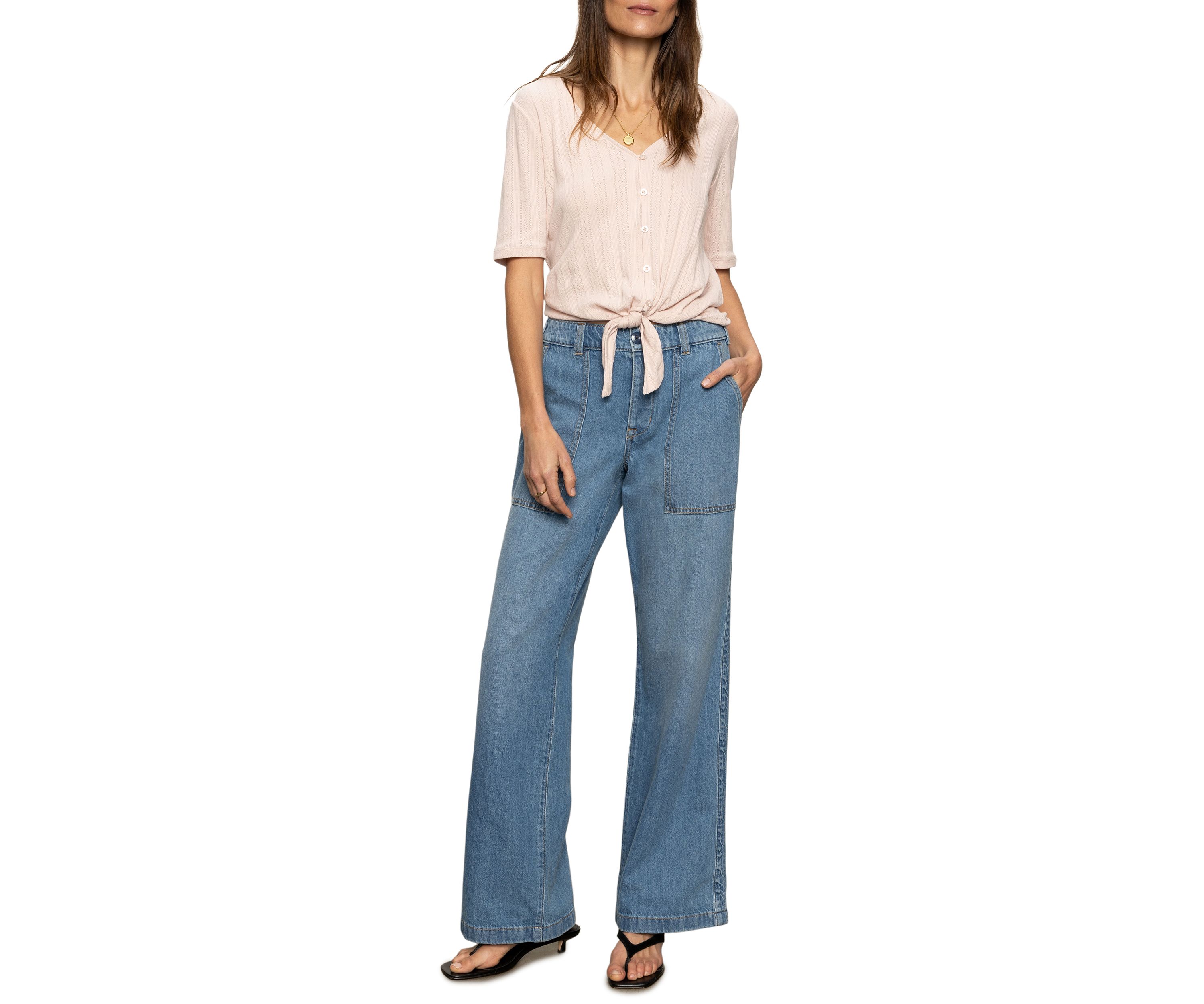 Womens Pointelle Tie T-Shirt