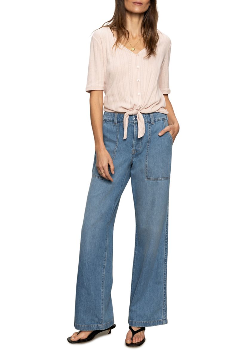 Womens Pointelle Tie T-Shirt