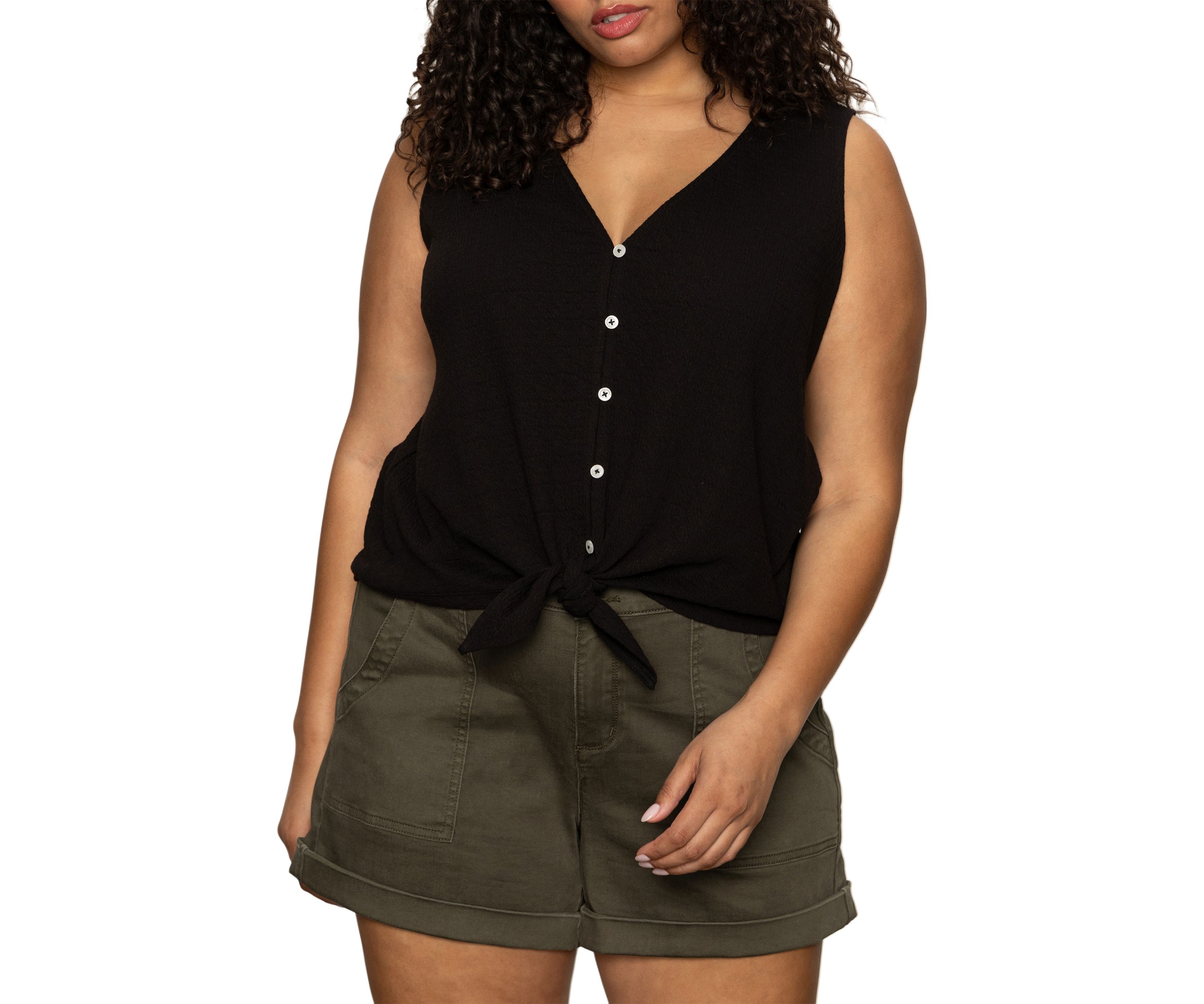 Plus Size Vacation Tie Shell Top