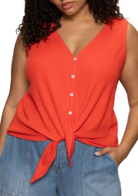 Sanctuary Women's Plus Size Vacation Tie Shell Top, 3X