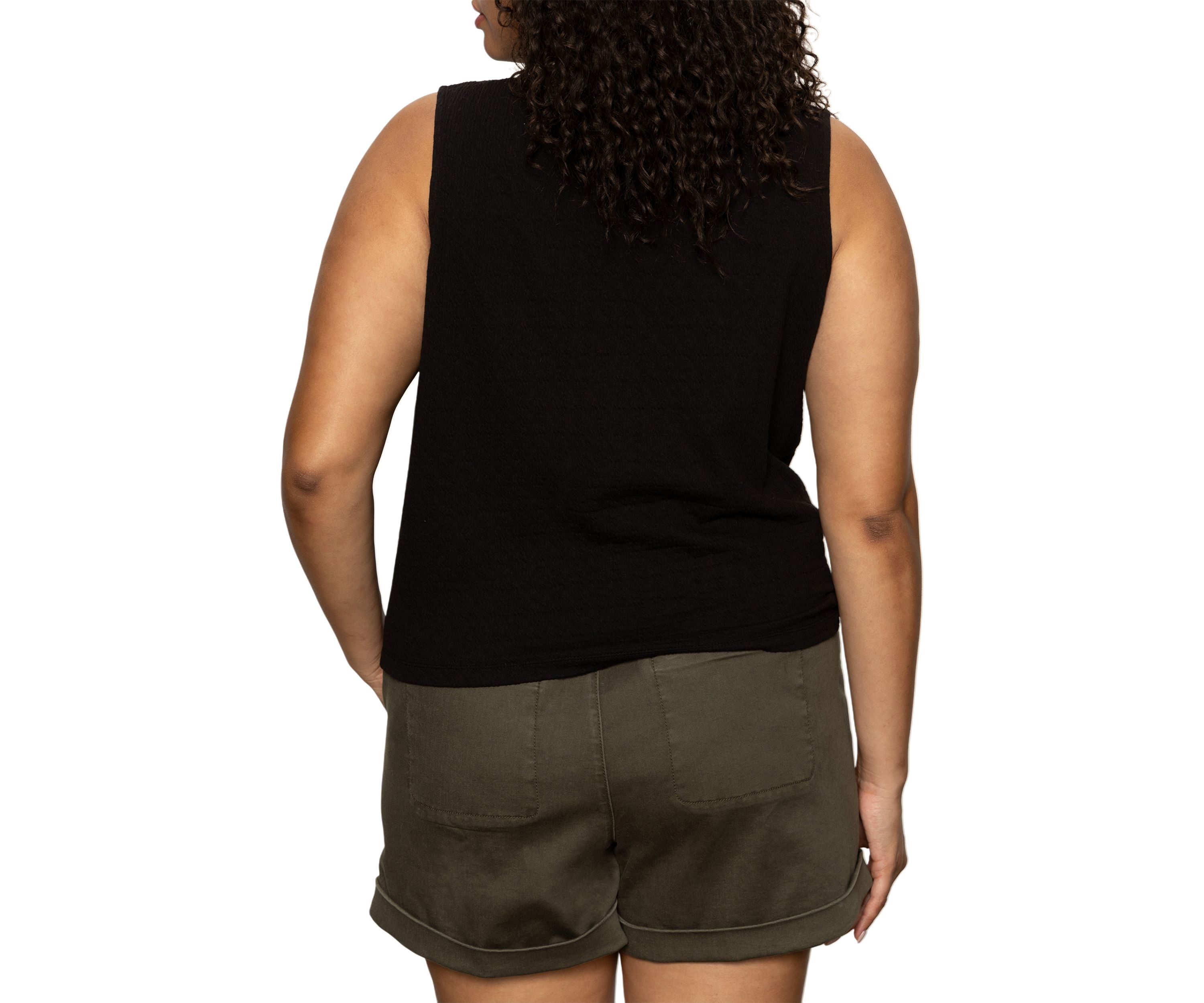 Plus Size Vacation Tie Shell Top