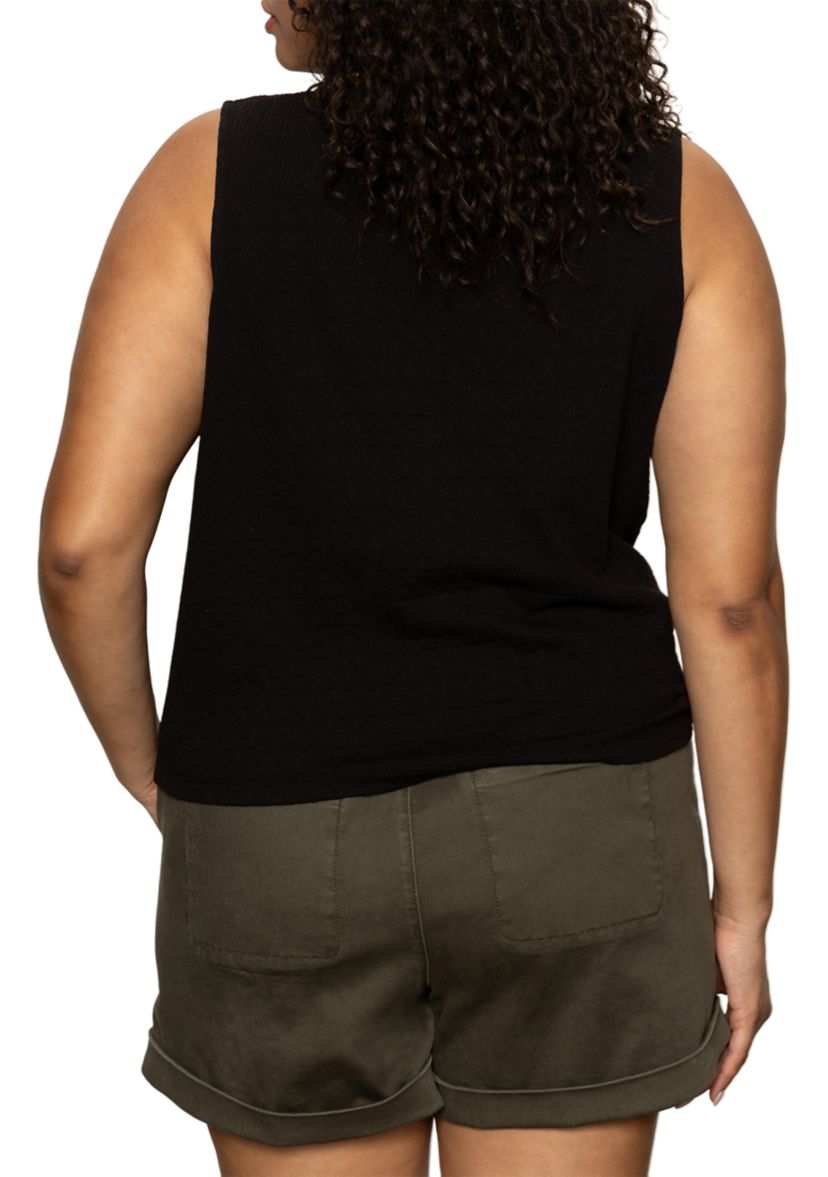 Plus Size Vacation Tie Shell Top