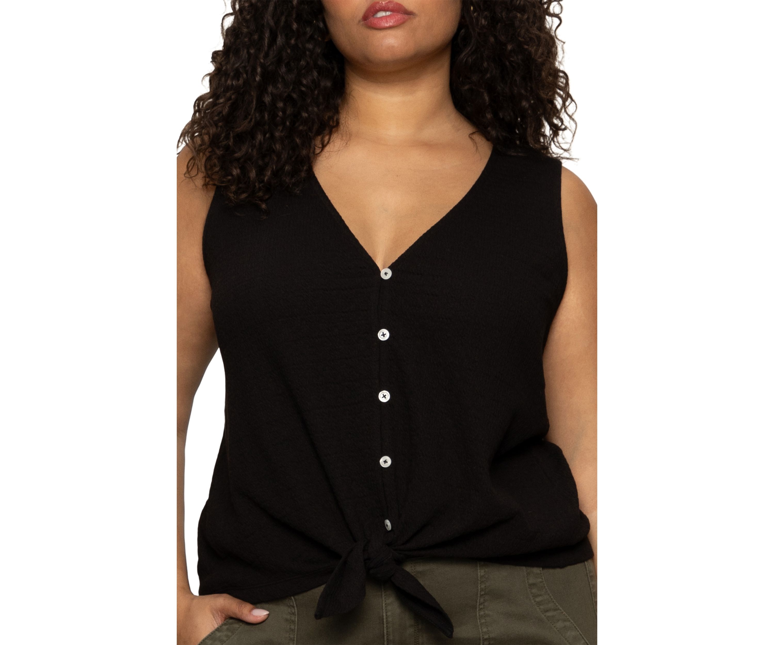 Plus Size Vacation Tie Shell Top