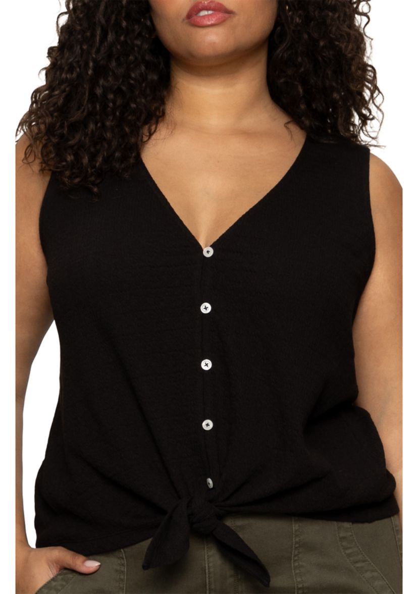 Plus Size Vacation Tie Shell Top