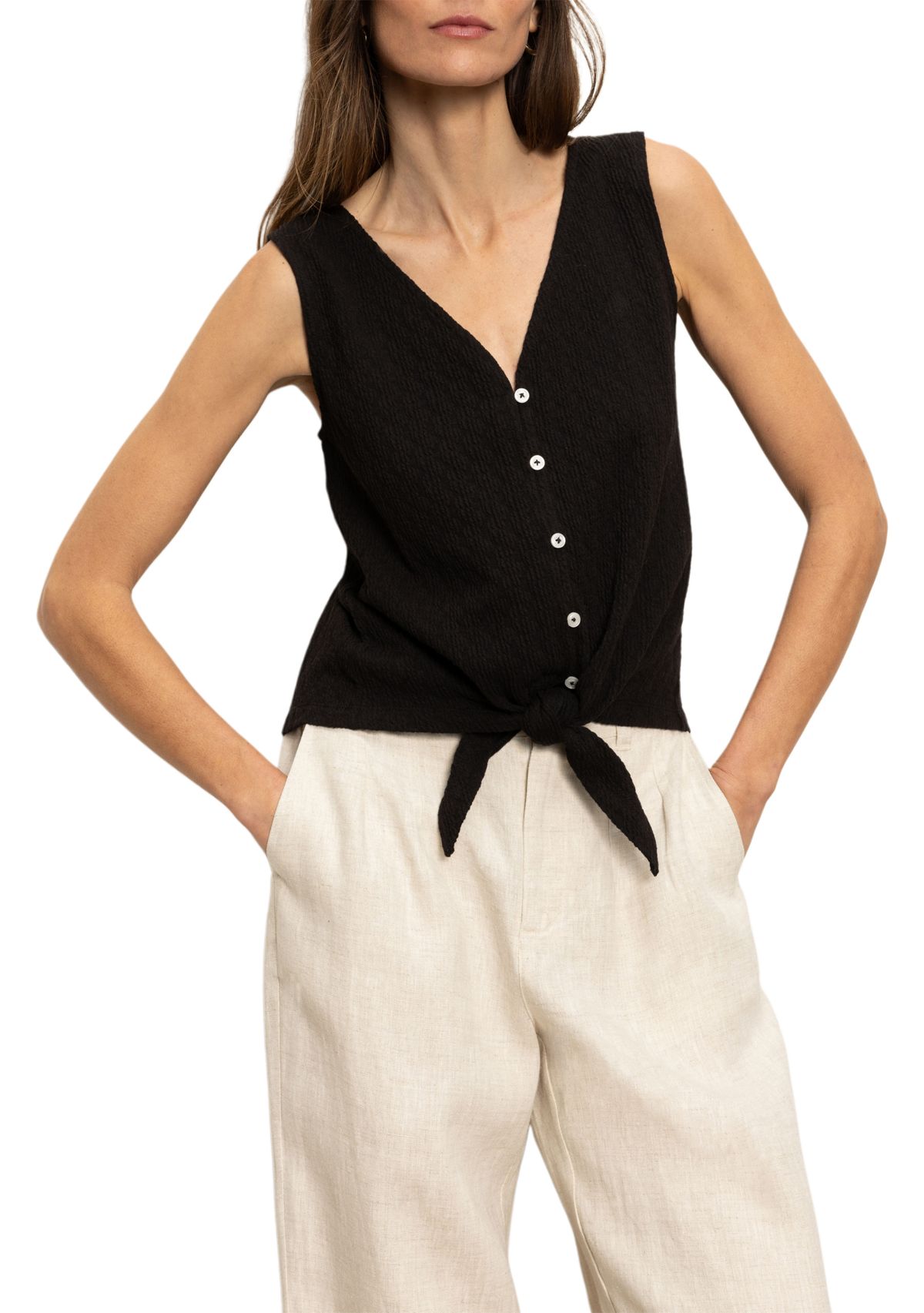 VACATION TIE SHELL Womens Vacation Tie Shell Top