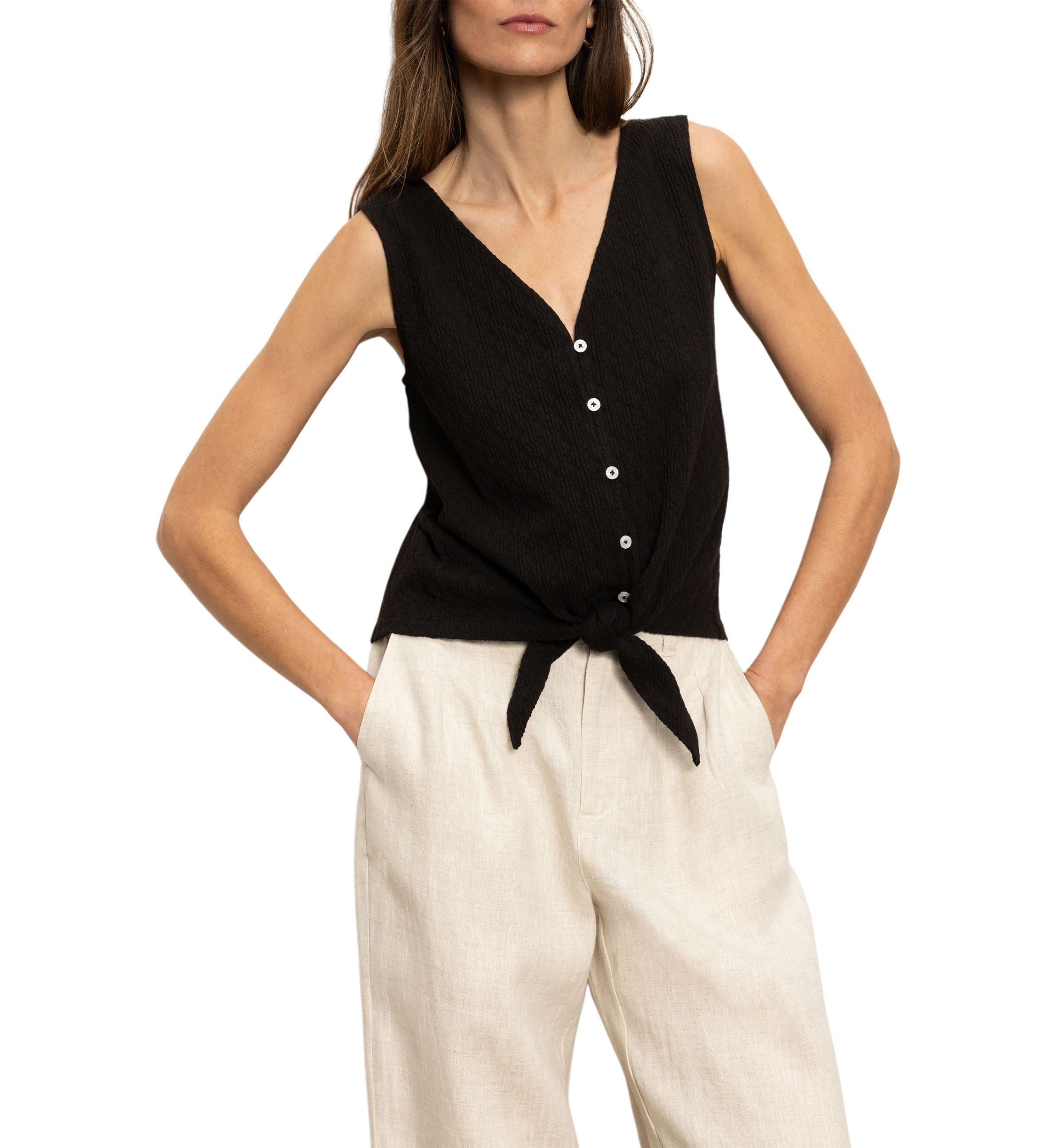 VACATION TIE SHELL Womens Vacation Tie Shell Top