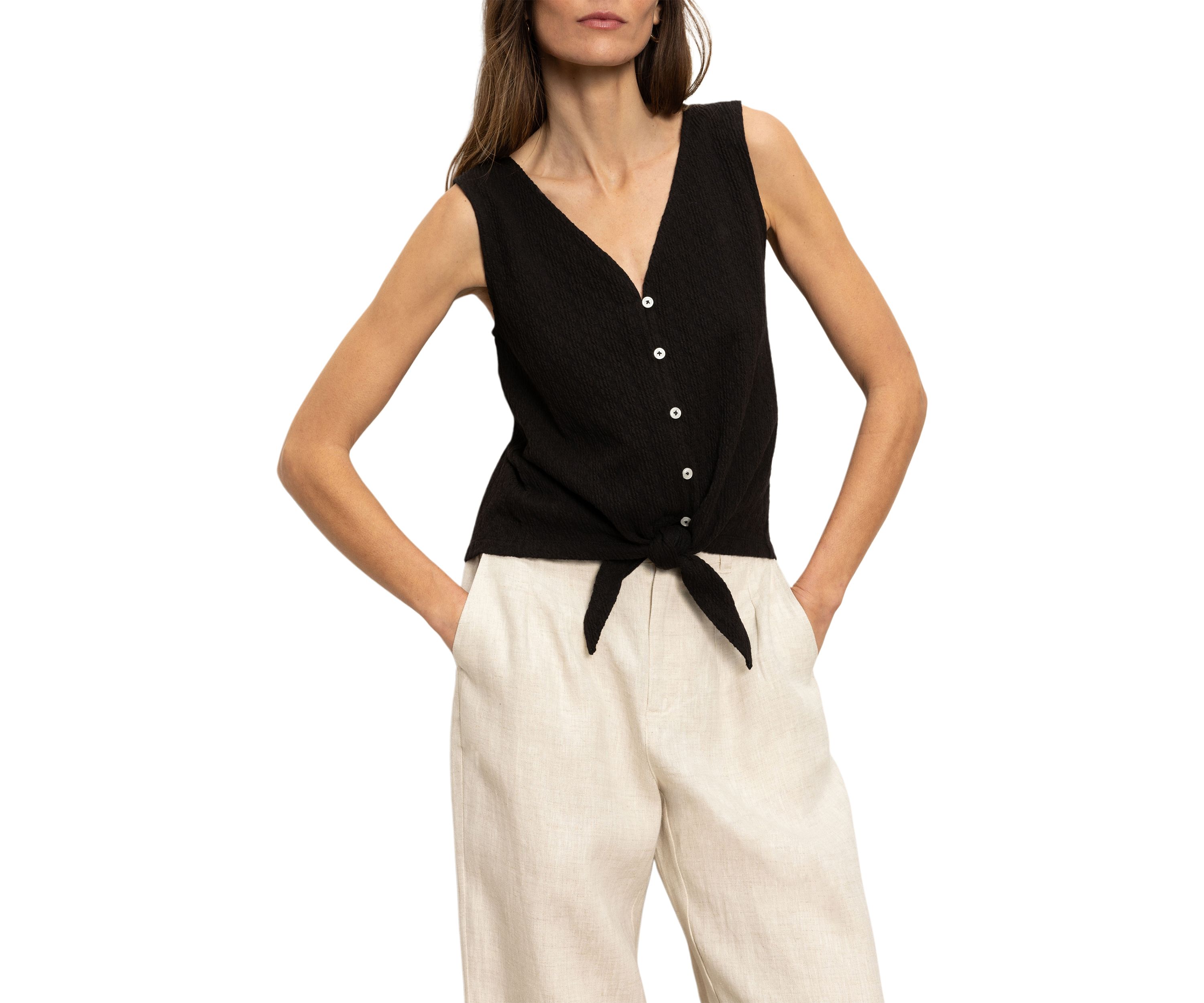 VACATION TIE SHELL Womens Vacation Tie Shell Top