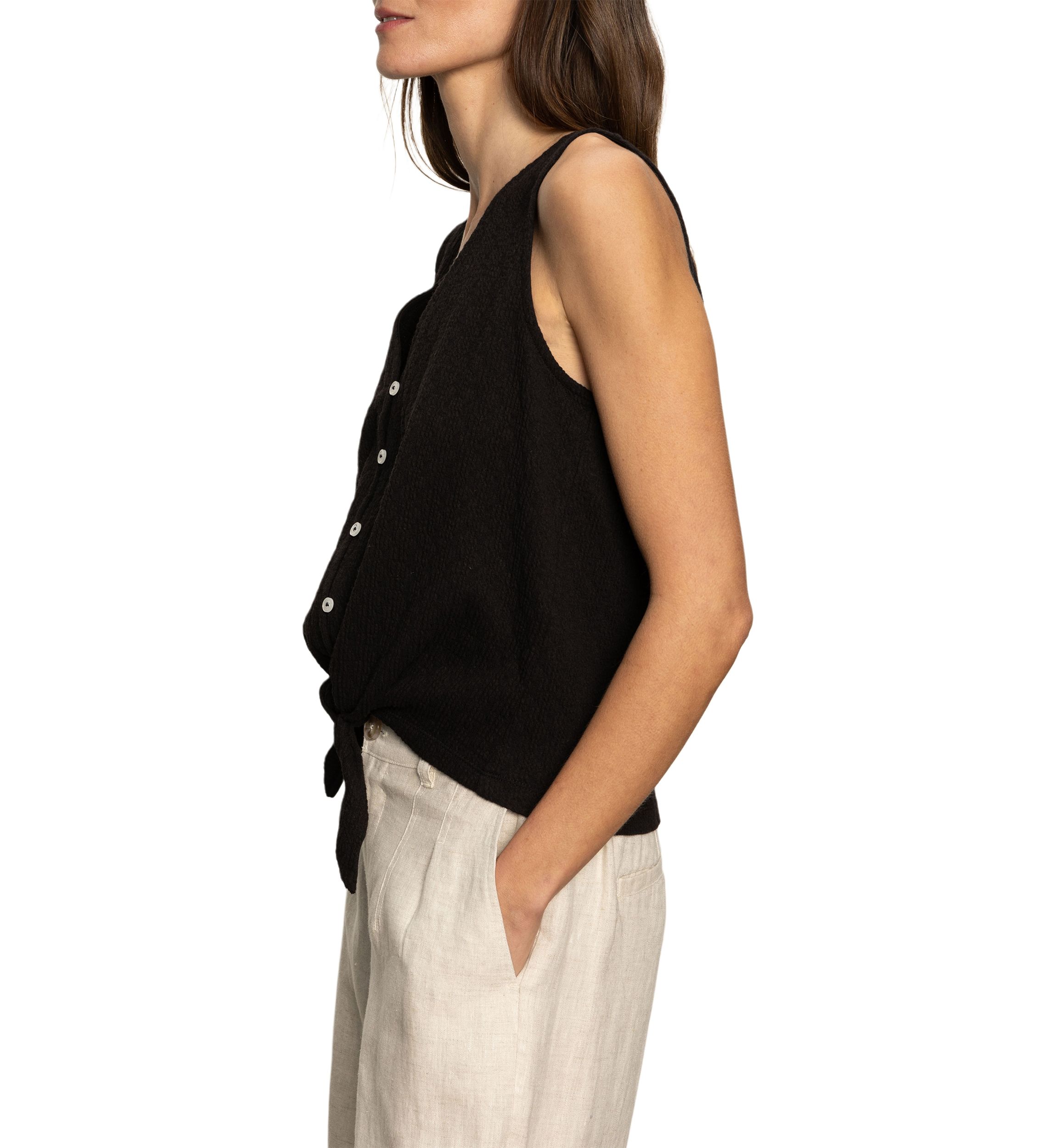 VACATION TIE SHELL Womens Vacation Tie Shell Top