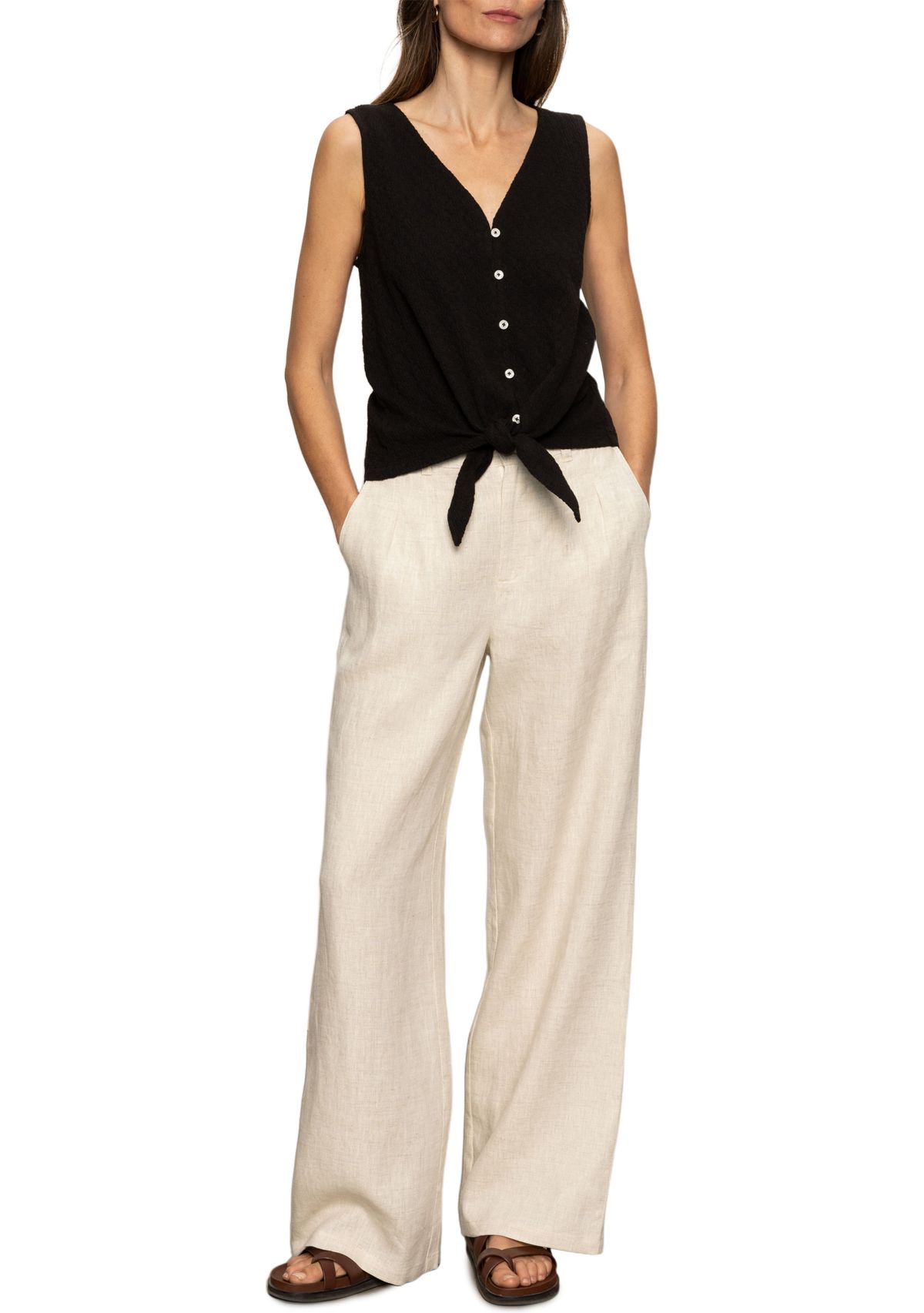 VACATION TIE SHELL Womens Vacation Tie Shell Top