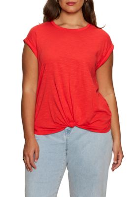 Sanctuary Women's Plus Size Knotted Muscle T-Shirt, 3X