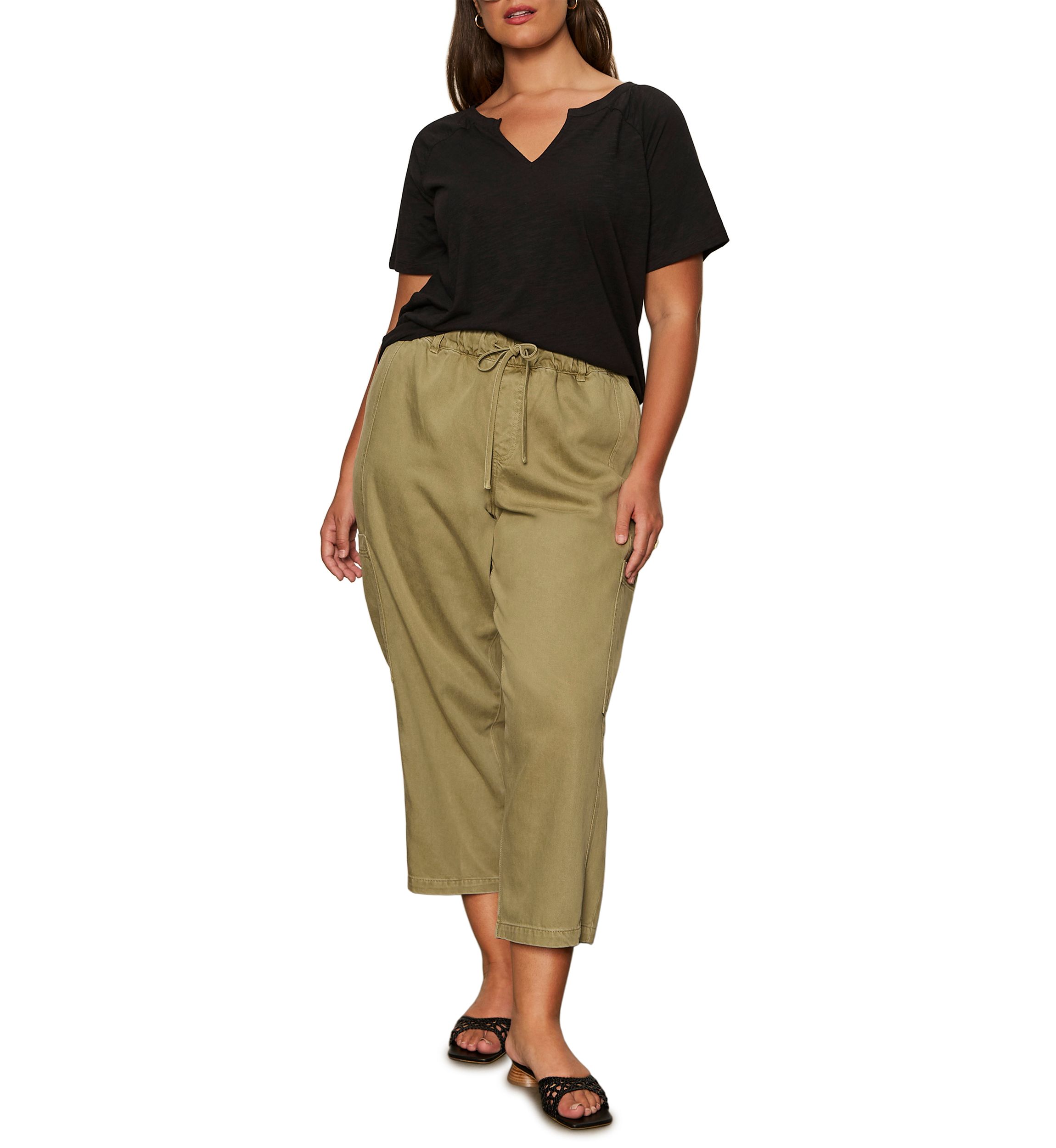 Plus Size Split Neck T-Shirt