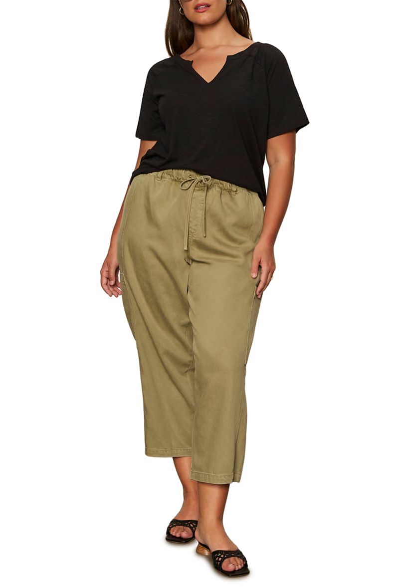 Plus Size Split Neck T-Shirt